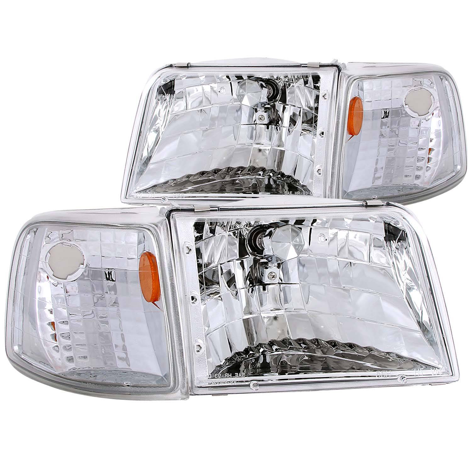 FORD RANGER 93-97 CRYSTAL HEADLIGHTS CHROME W/ CORNER LIGHT 2PC
