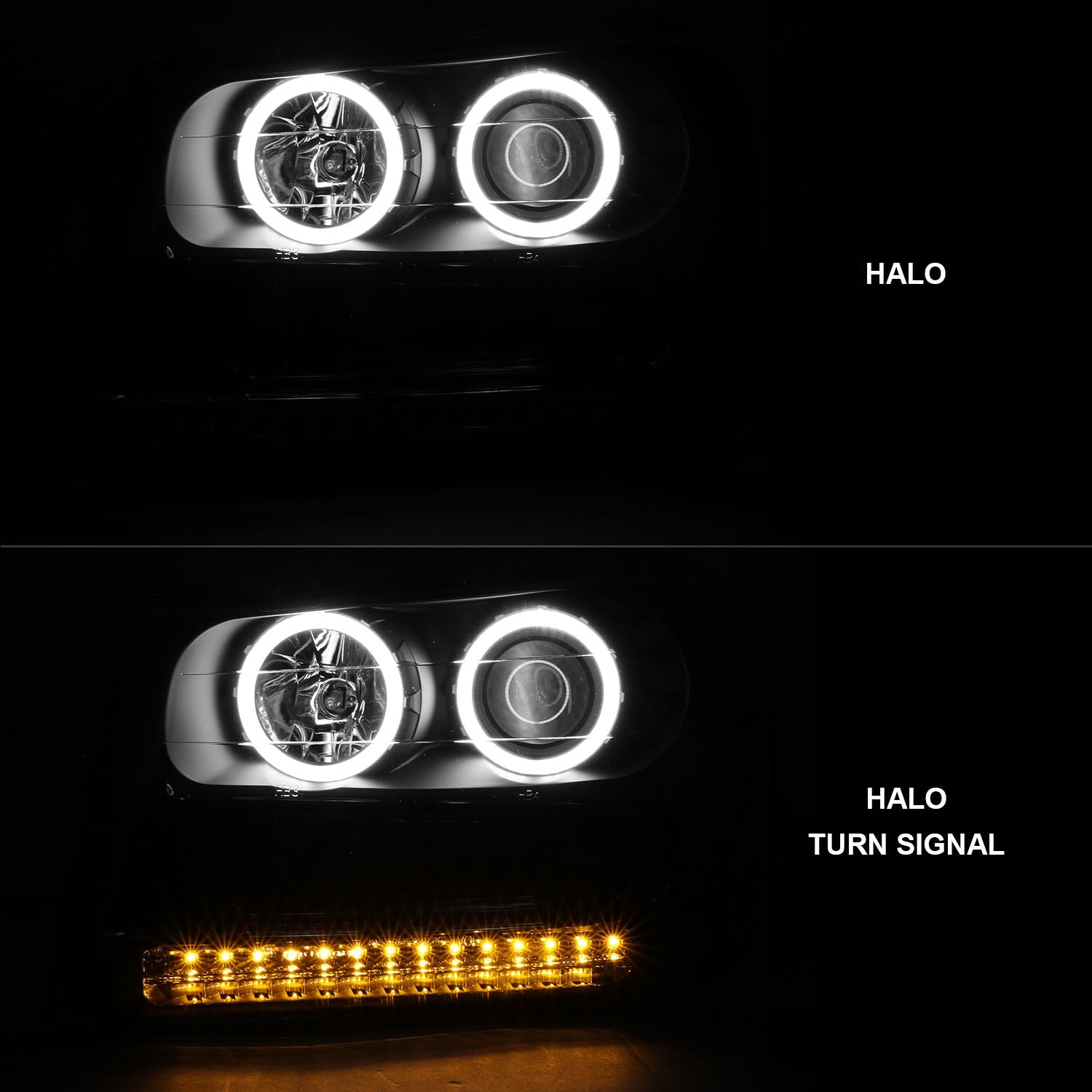 CHEVY TRAILBLAZER 02-09 PROJECTOR HALO HEADLIGHTS BLACK W/ RX HALO