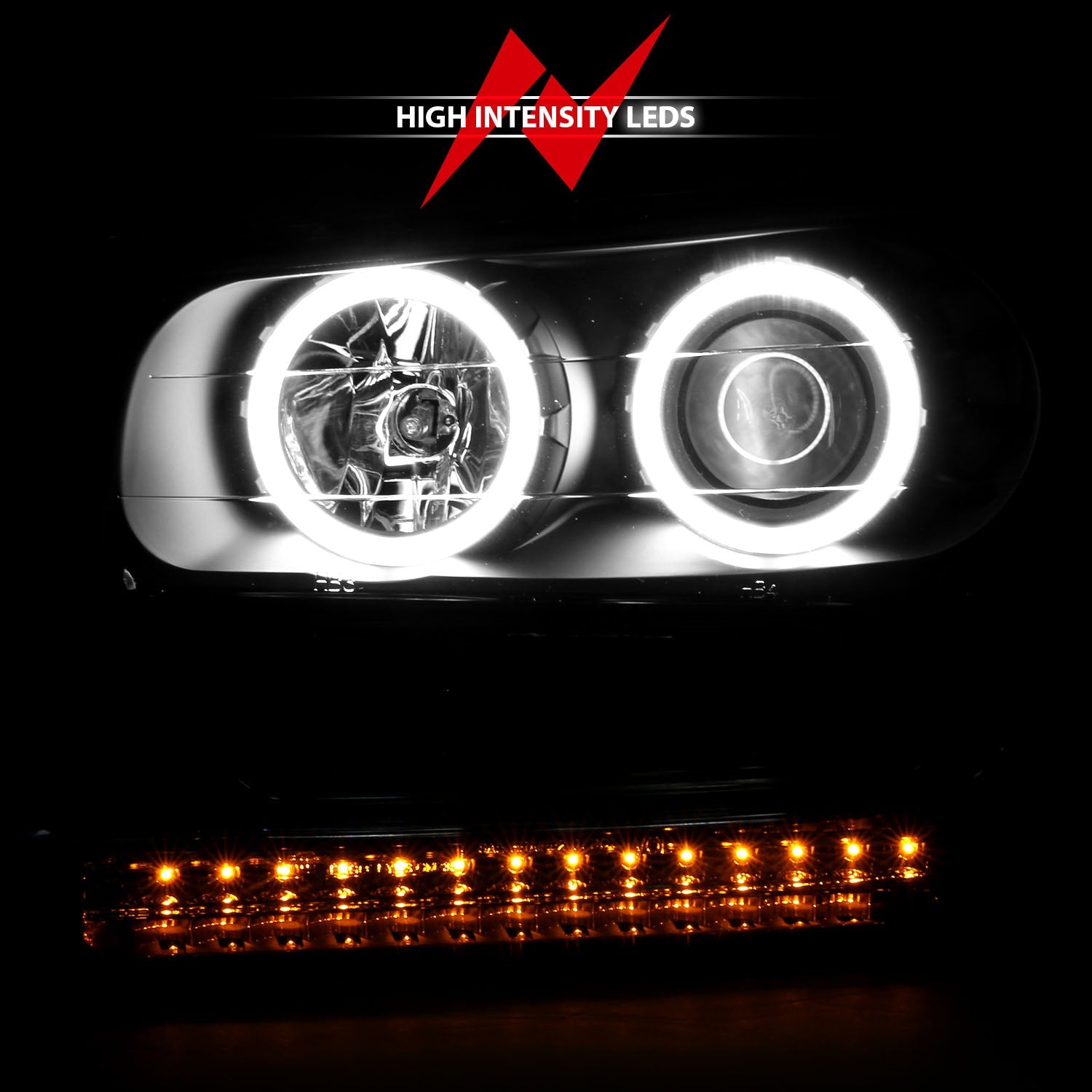 CHEVY TRAILBLAZER 02-09 PROJECTOR HALO HEADLIGHTS BLACK W/ RX HALO