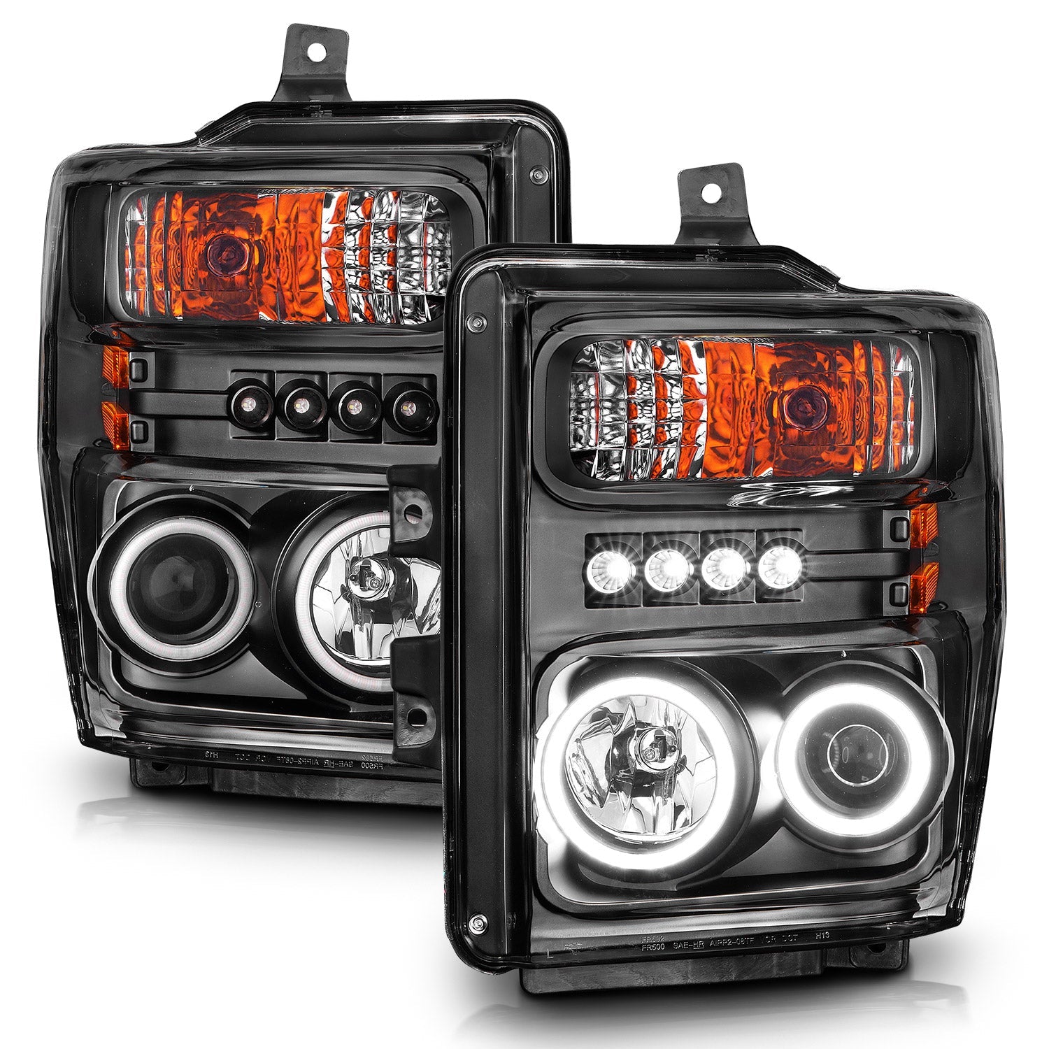 FORD F-250/350/450/550 SUPERDUTY 08-10 PROJECTOR HEADLIGHTS BLACK W/ RX HALO