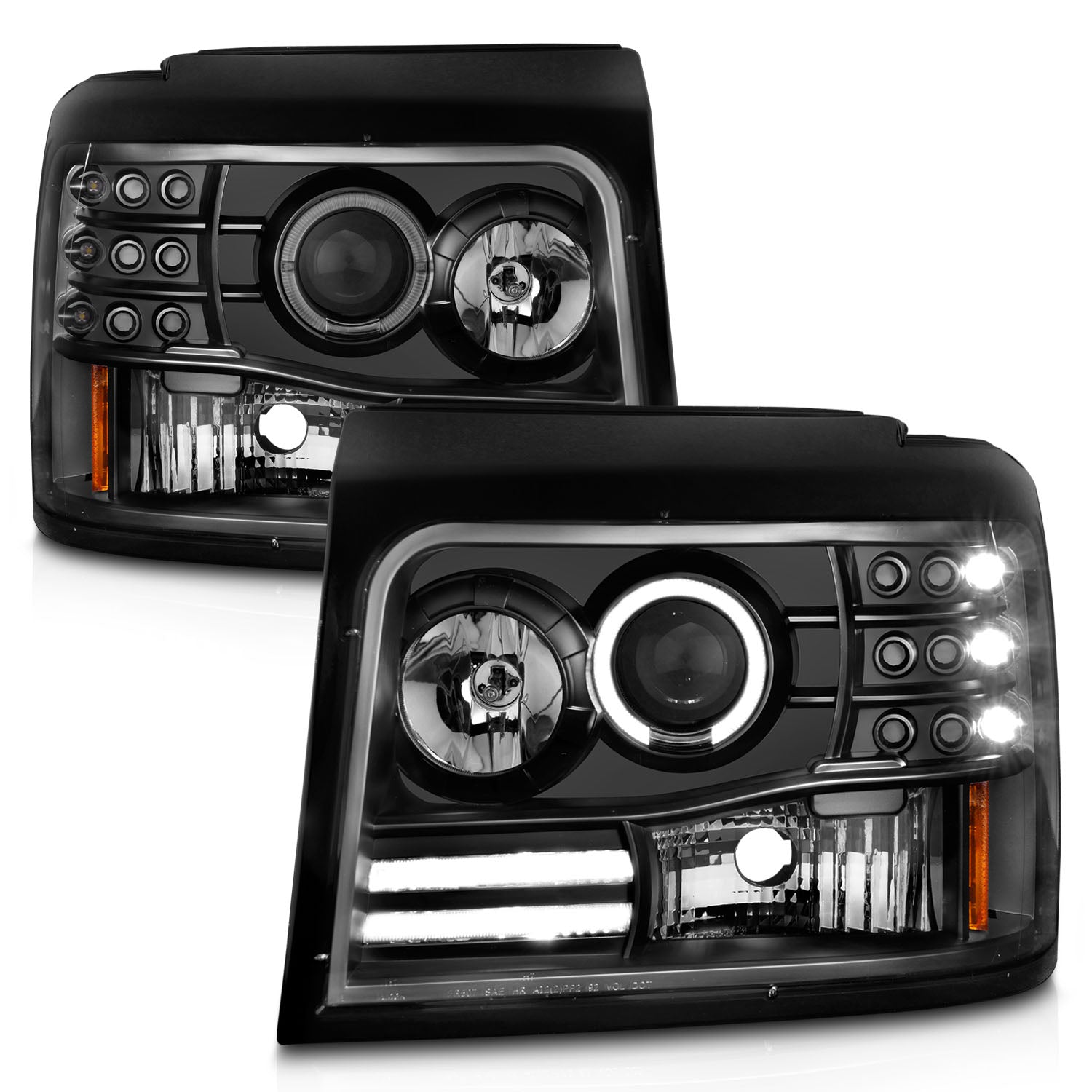 FORD F-150/BRONCO 92-96 / F-250/350 92-98 PROJECTOR HALO HEADLIGHTS BLACK (1 PC)