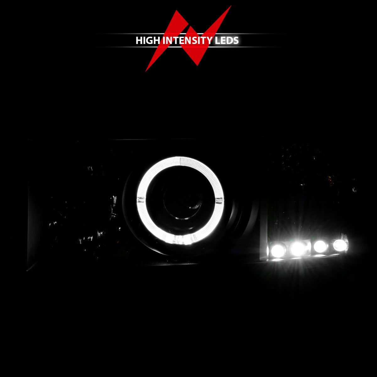DODGE RAM 1500 94-01 / RAM 2500/3500 94-02 / RAM SPORT MODEL 94-98 PROJECTOR HALO HEADLIGHTS BLACK