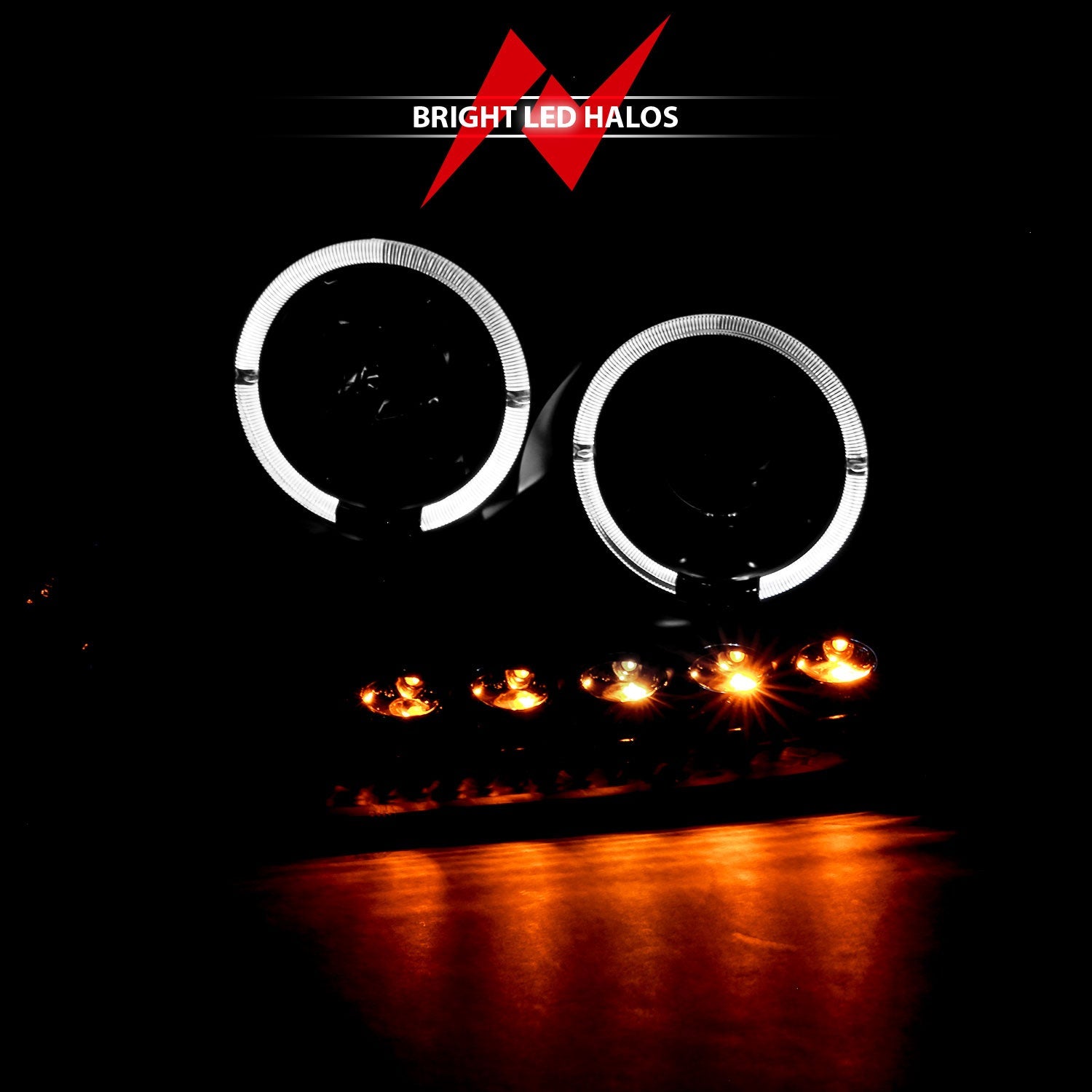 FORD F-150 04-08 / LINCOLN LT 06-08 PROJECTOR HEADLIGHTS BLACK 2 HALOS & LED