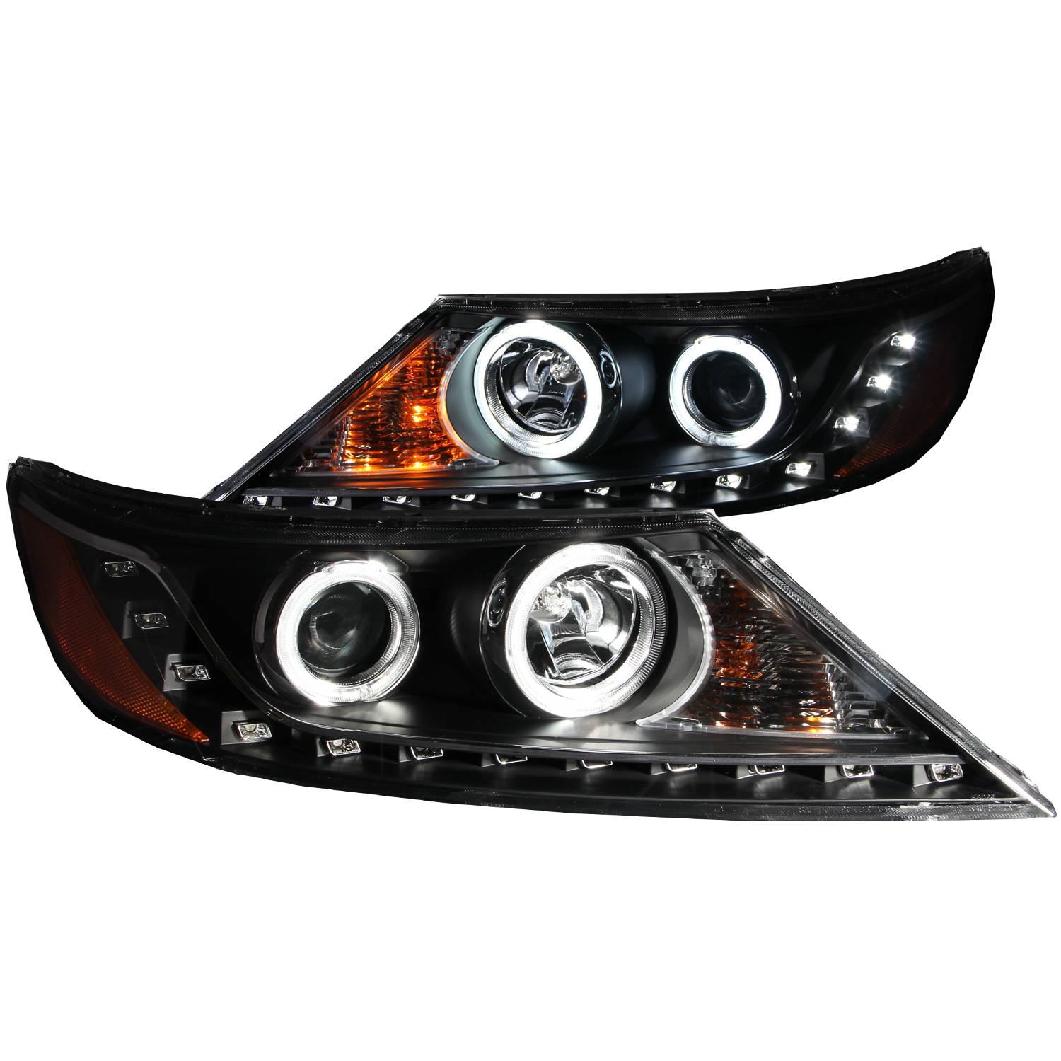 KIA SORENTO 11-13 PROJECTOR HEADLIGHTS BLACK W/ RX HALO