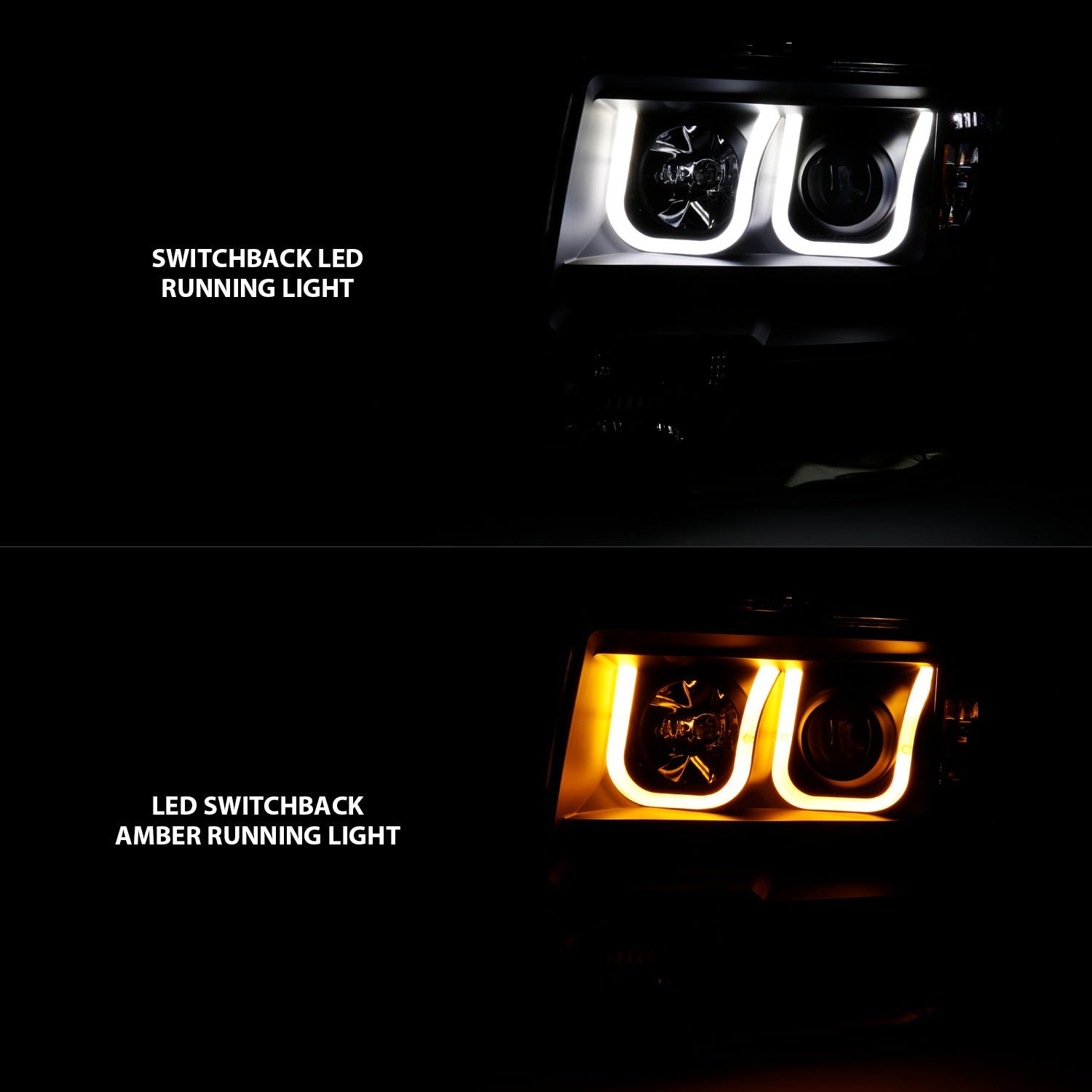 FORD F-150 09-14 PROJECTOR SWITCHBACK U-BAR HEADLIGHTS BLACK (FOR HALOGEN MODELS ONLY)