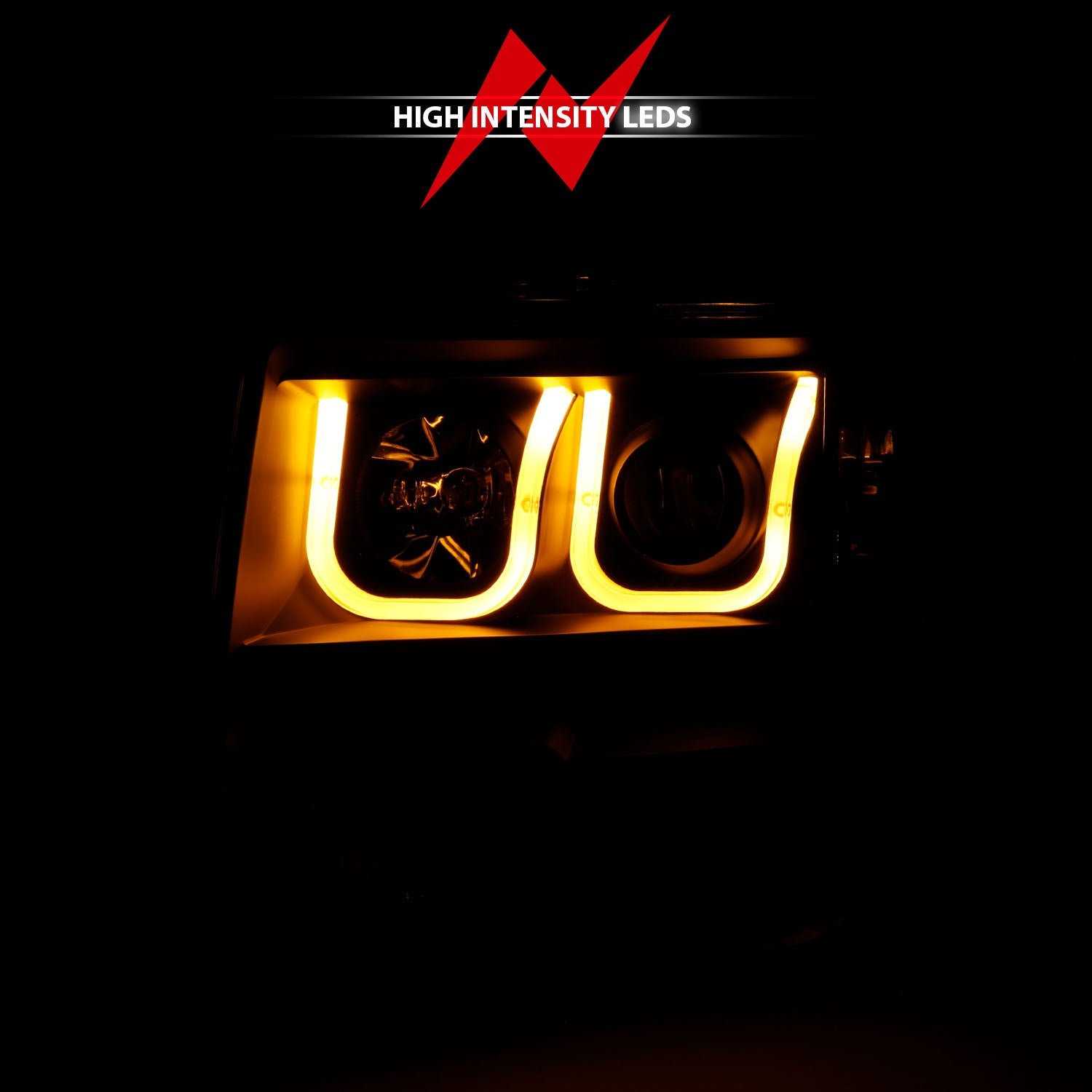 FORD F-150 09-14 PROJECTOR SWITCHBACK U-BAR HEADLIGHTS BLACK (FOR HALOGEN MODELS ONLY)