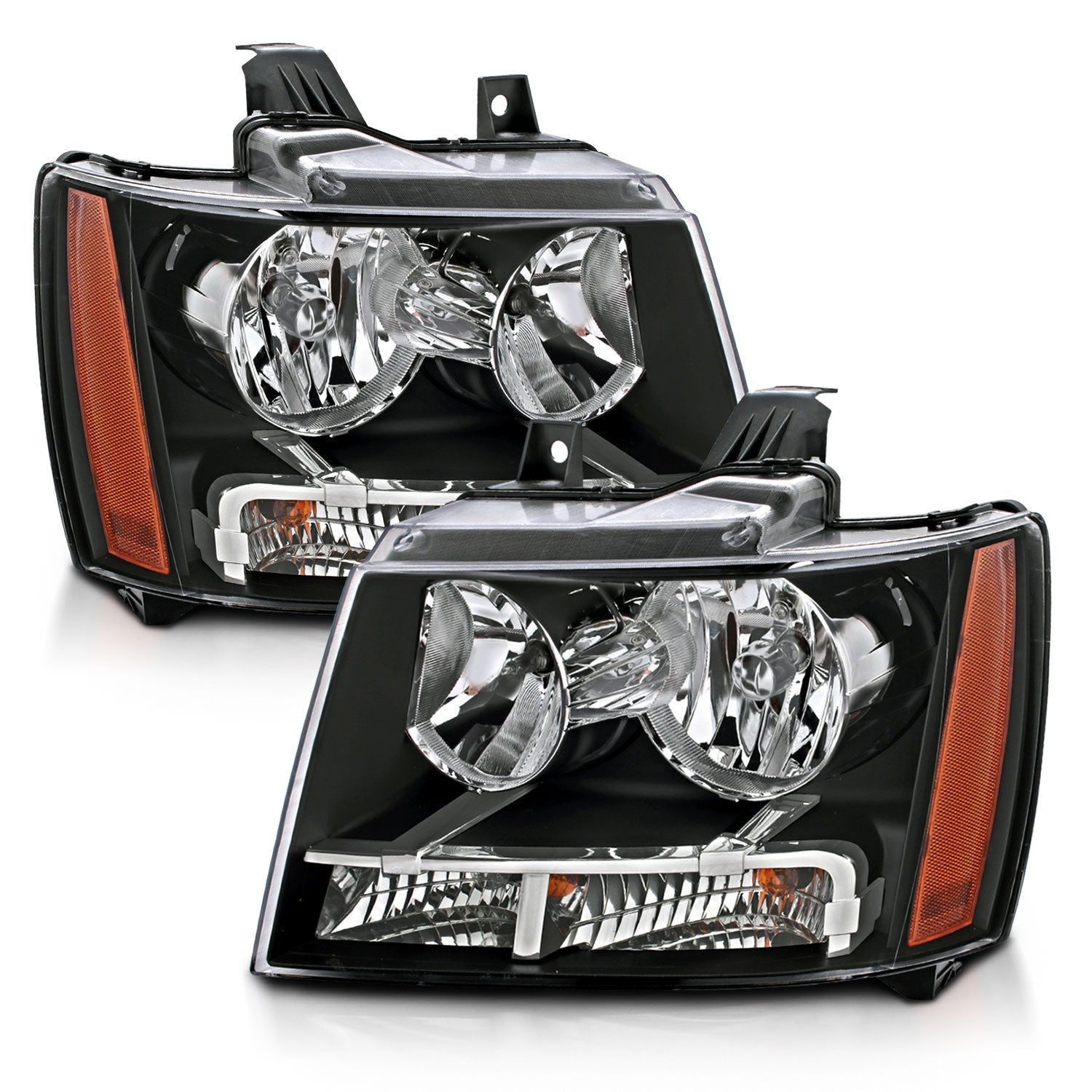 CHEVY TAHOE/ SUBURBAN 07-14 / AVALANCHE 07-13 CRYSTAL HEADLIGHTS BLACK
