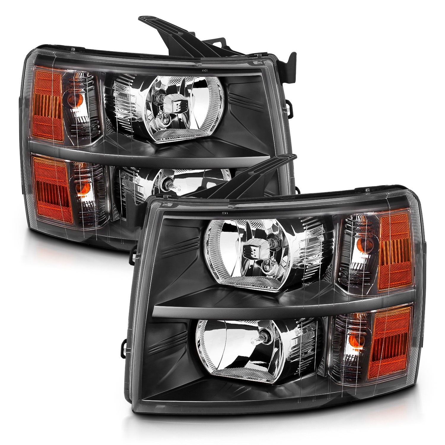 CHEVY SILVERADO 1500 07-13 / 2500HD/3500HD 07-14 CRYSTAL HEADLIGHTS BLACK