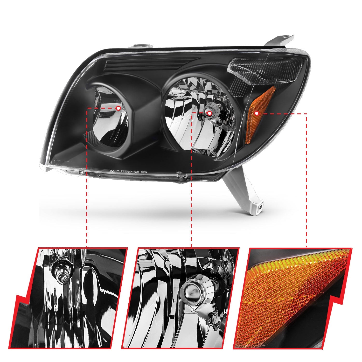 TOYOTA 4RUNNER 03-05 CRYSTAL HEADLIGHTS BLACK