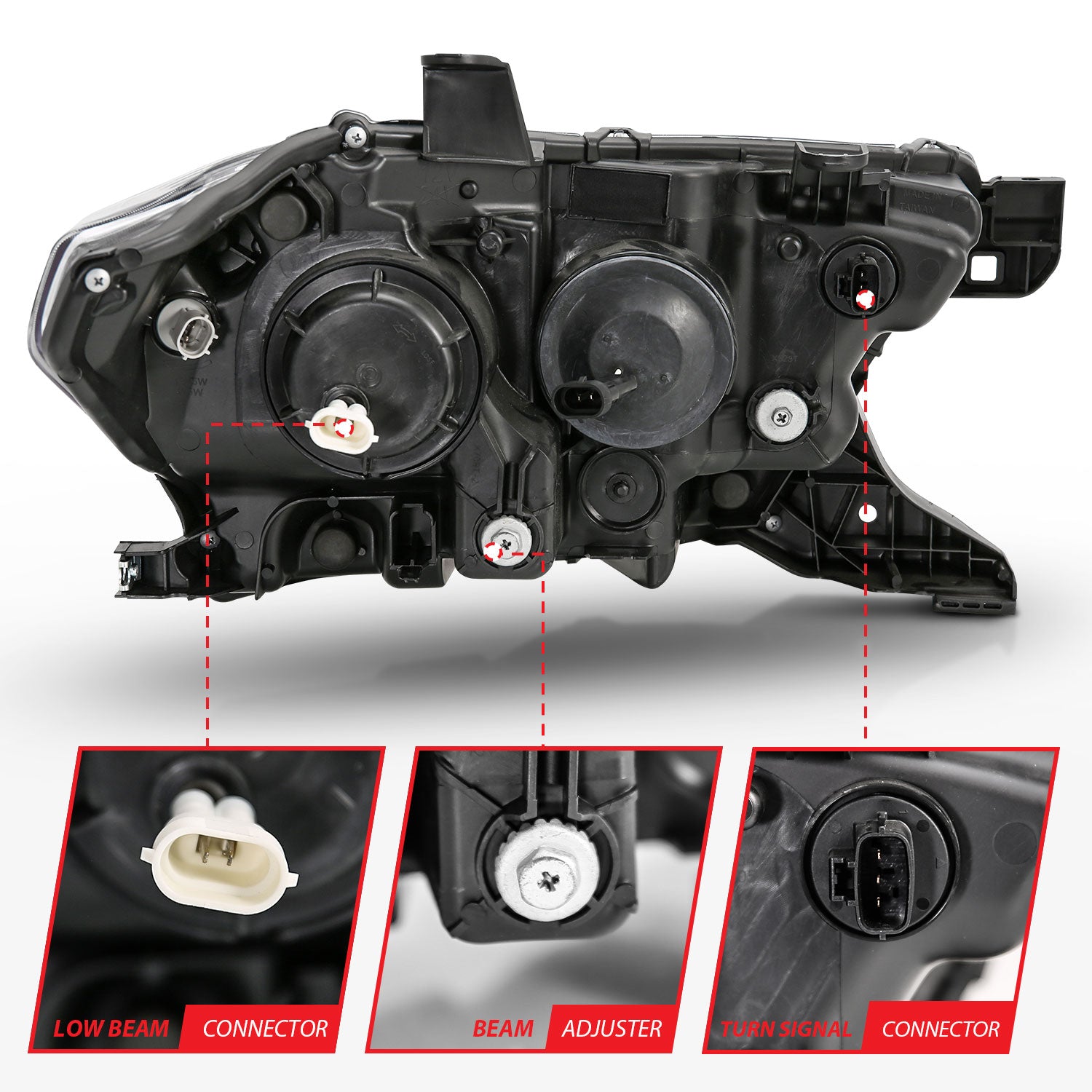 TOYOTA TACOMA 16-23 PROJECTOR PLANK STYLE SWITCHBACK HEADLIGHTS BLACK (FOR HALOGEN VERSION W/ HALOGEN DRL)