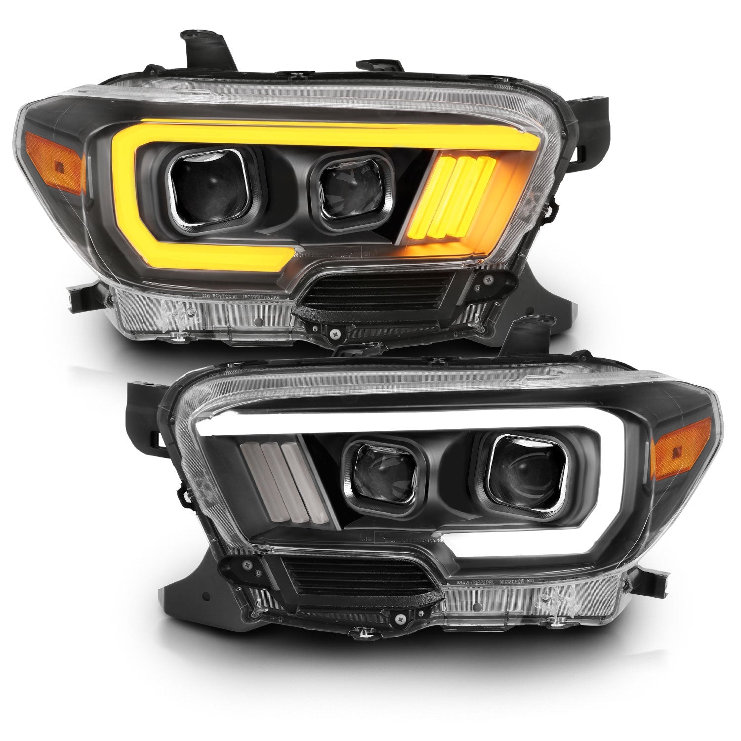 TOYOTA TACOMA 16-23 PROJECTOR PLANK STYLE SWITCHBACK HEADLIGHTS BLACK (FOR HALOGEN VERSION W/ LED DRL)