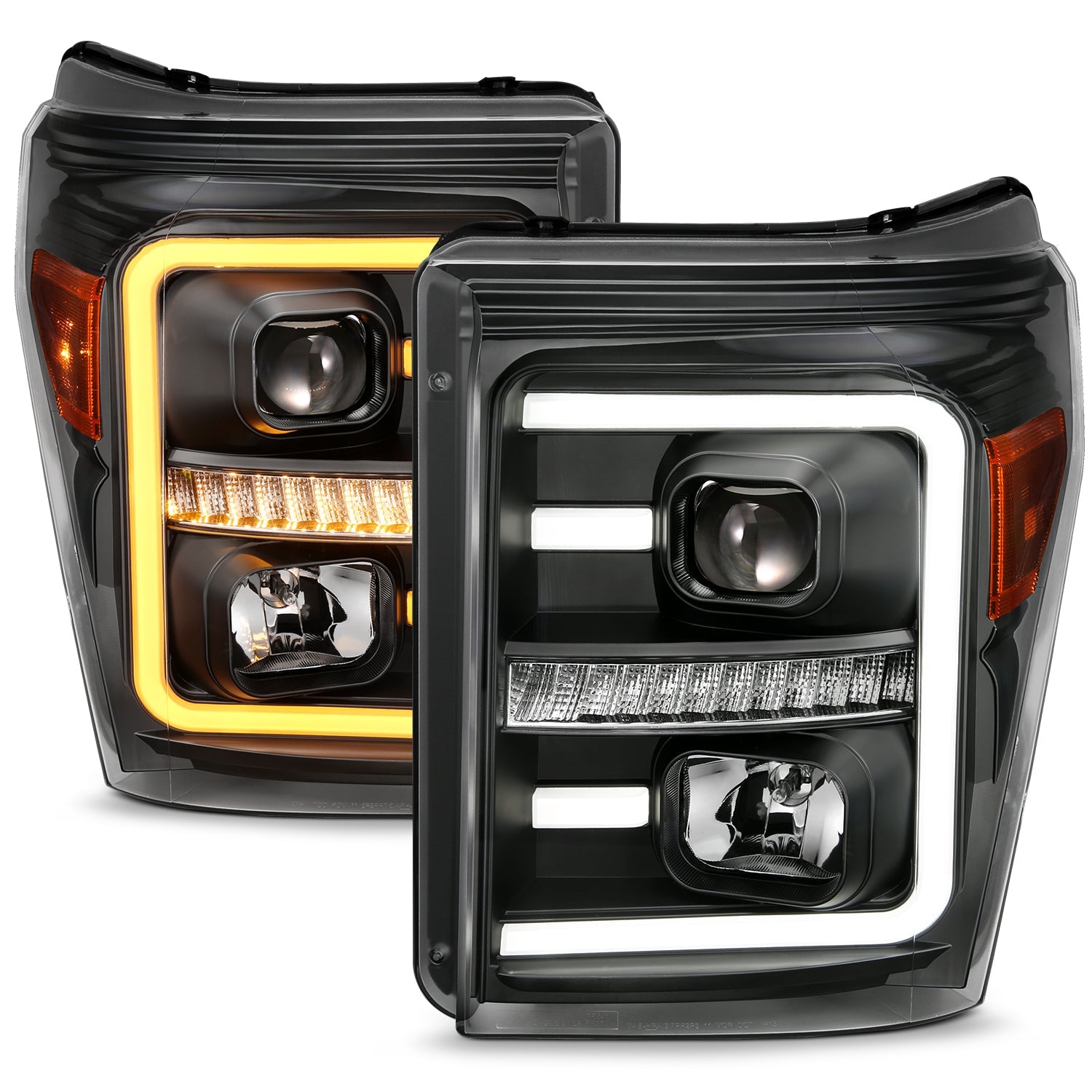 FORD SUPER DUTY 11-16 PROJECTOR PLANK STYLE SWITCHBACK HEADLIGHTS BLACK