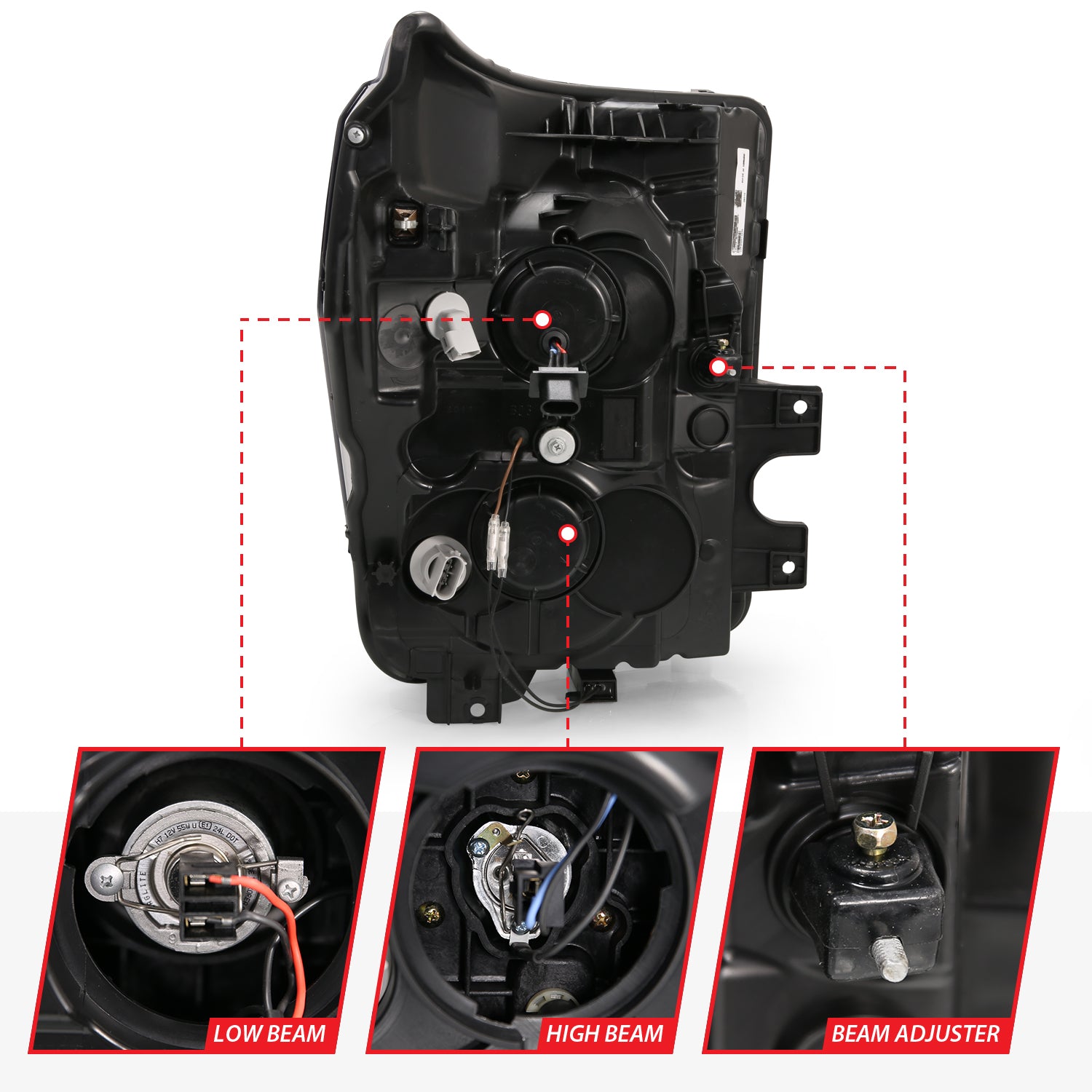 FORD SUPER DUTY 11-16 PROJECTOR PLANK STYLE SWITCHBACK HEADLIGHTS CHROME