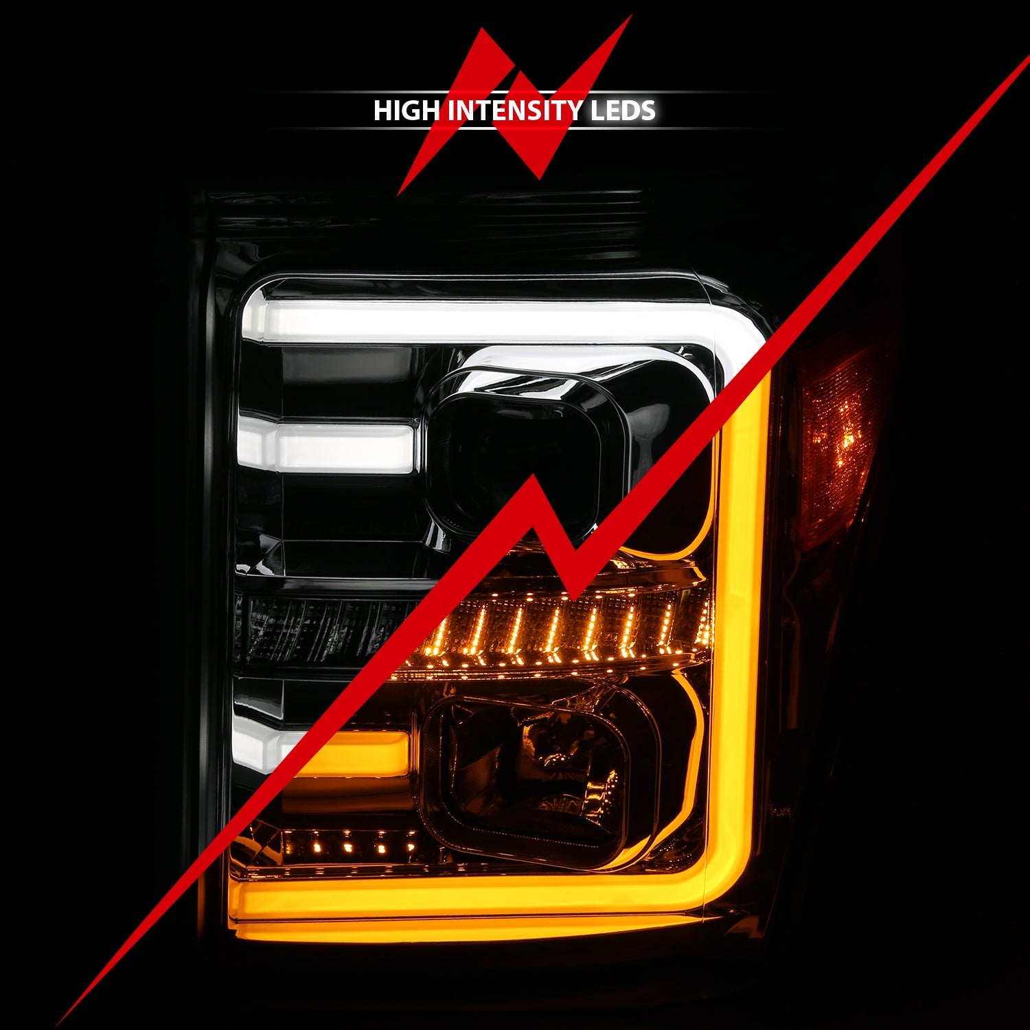 FORD SUPER DUTY 11-16 PROJECTOR PLANK STYLE SWITCHBACK HEADLIGHTS CHROME