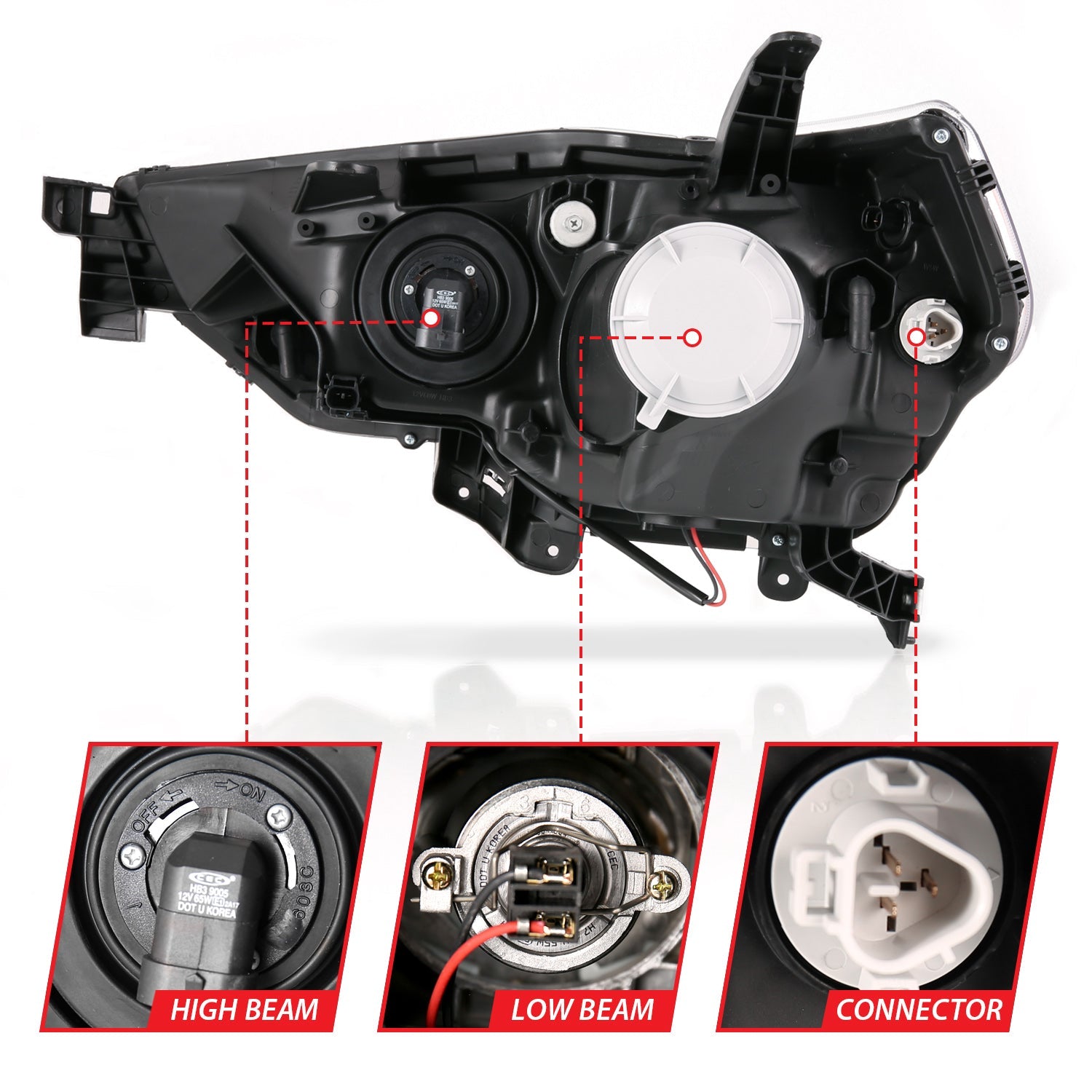 TOYOTA 4RUNNER 14-21 PROJECTOR PLANK STYLE HEADLIGHTS CHROME (HALOGEN MODELS ONLY)