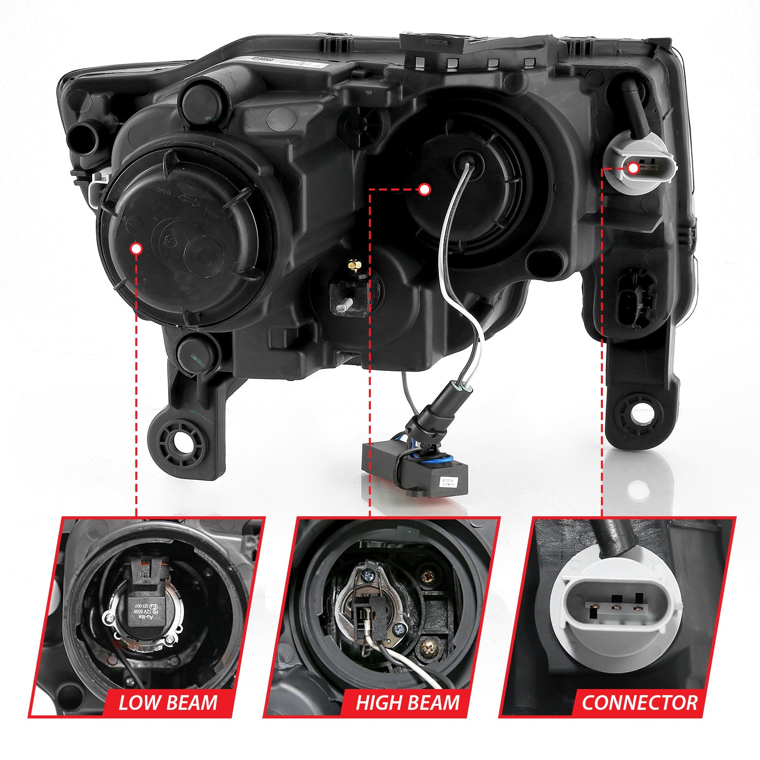 JEEP GRAND CHEROKEE 17-22 PROJECTOR SWITCHBACK LED PLANK STYLE HEADLIGHTS BLACK (NOT FOR HID MODELS)