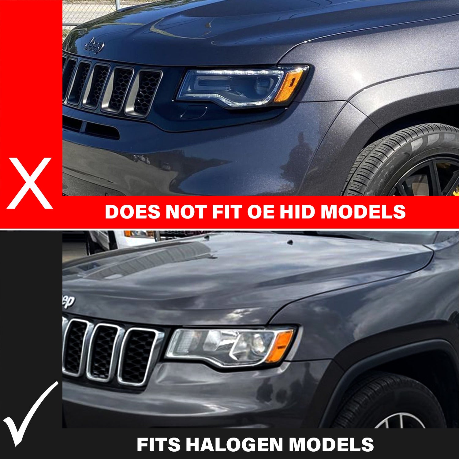JEEP GRAND CHEROKEE 17-22 PROJECTOR SWITCHBACK LED PLANK STYLE HEADLIGHTS BLACK (NOT FOR HID MODELS)