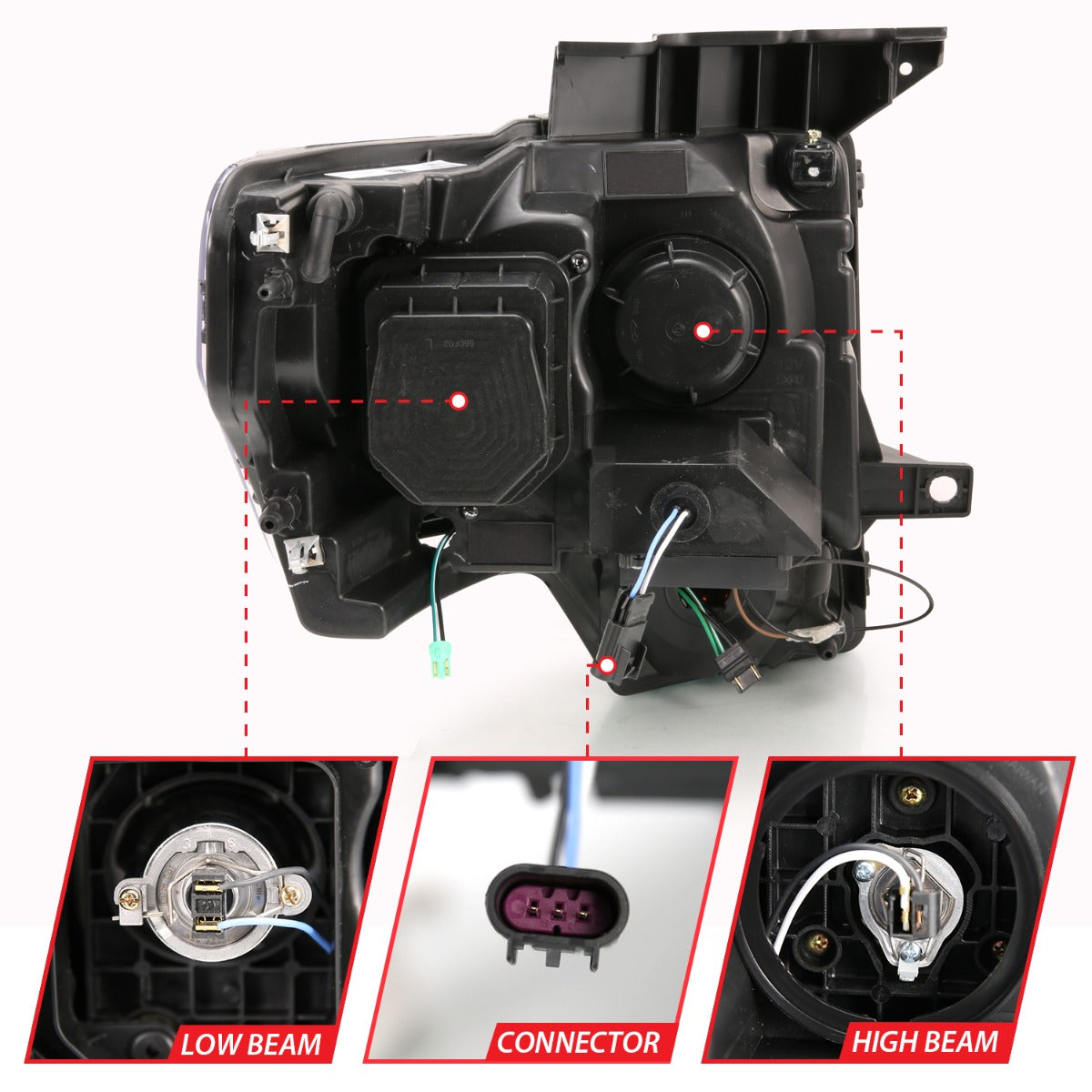 FORD F-150 09-14 PROJECTOR PLANK STYLE HEADLIGHTS BLACK W/ LED SIGNAL (FOR HALOGEN MODEL)