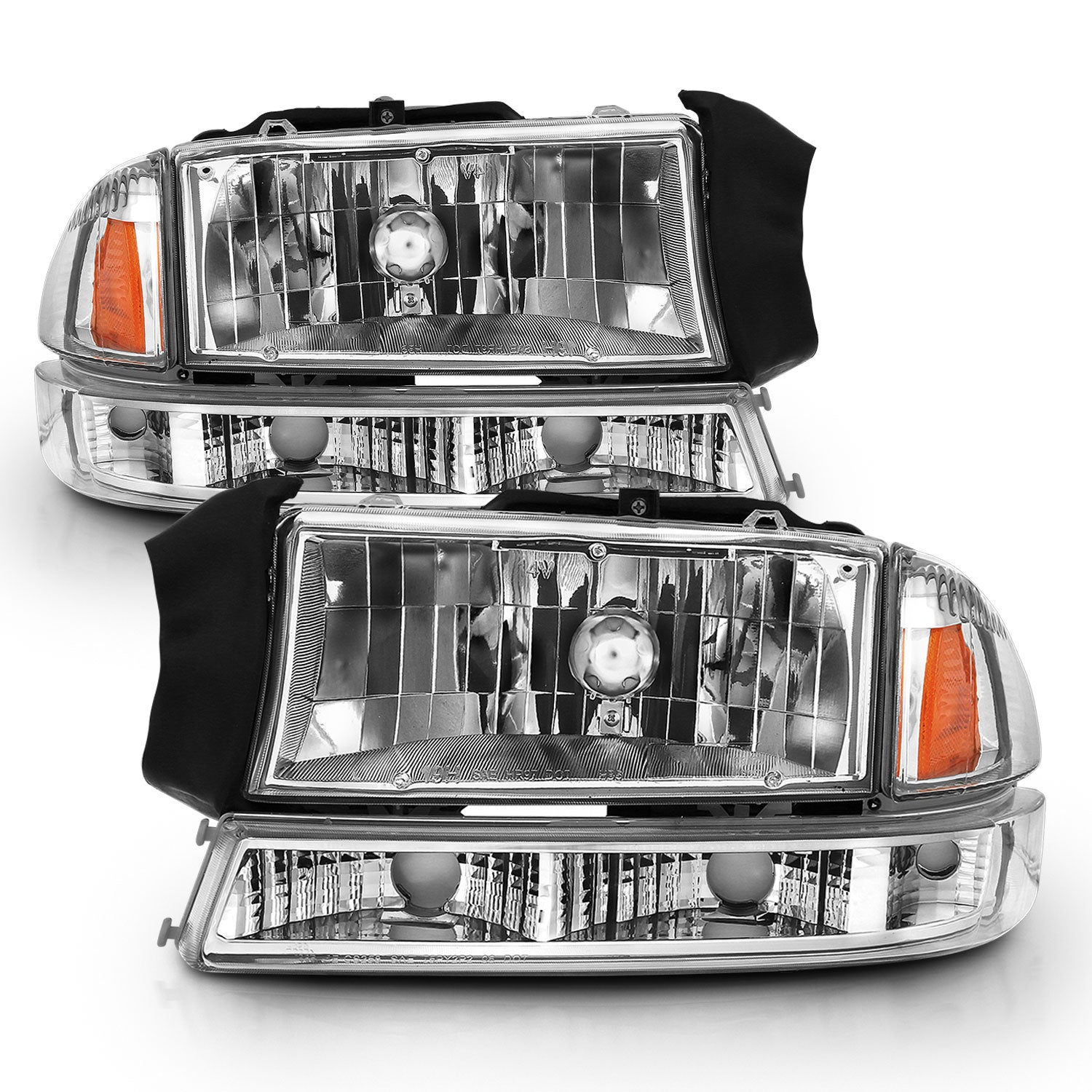 DODGE DAKOTA 97-04 / DODGE DURANGO 98-03 CRYSTAL HEADLIGHTS CHROME W/ PARKING LIGHTS (2 PCS)