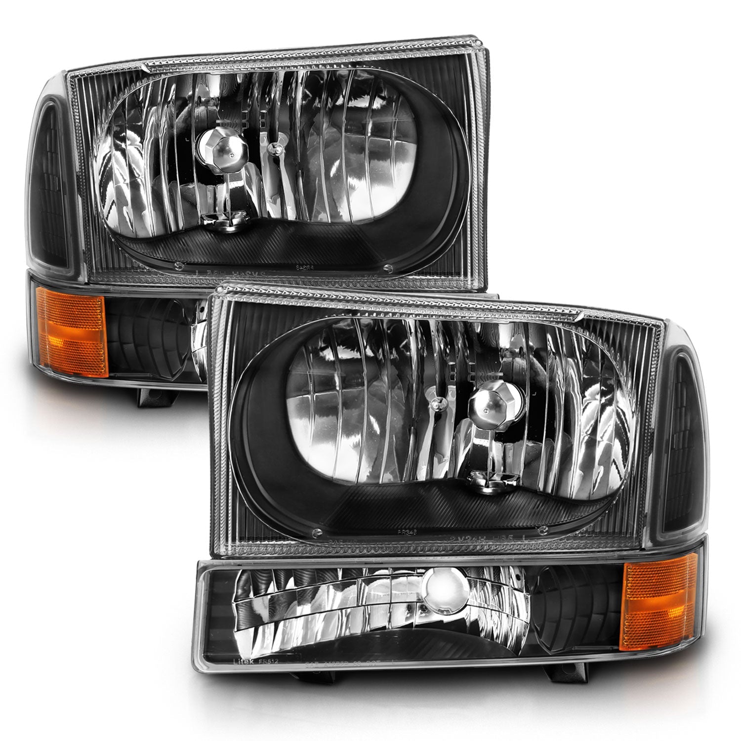 FORD EXCURSION 00-04/ SUPER DUTY 99-04 CRYSTAL HEADLIGHTS BLACK W/ CORNER LIGHTS (W/O BULBS)
