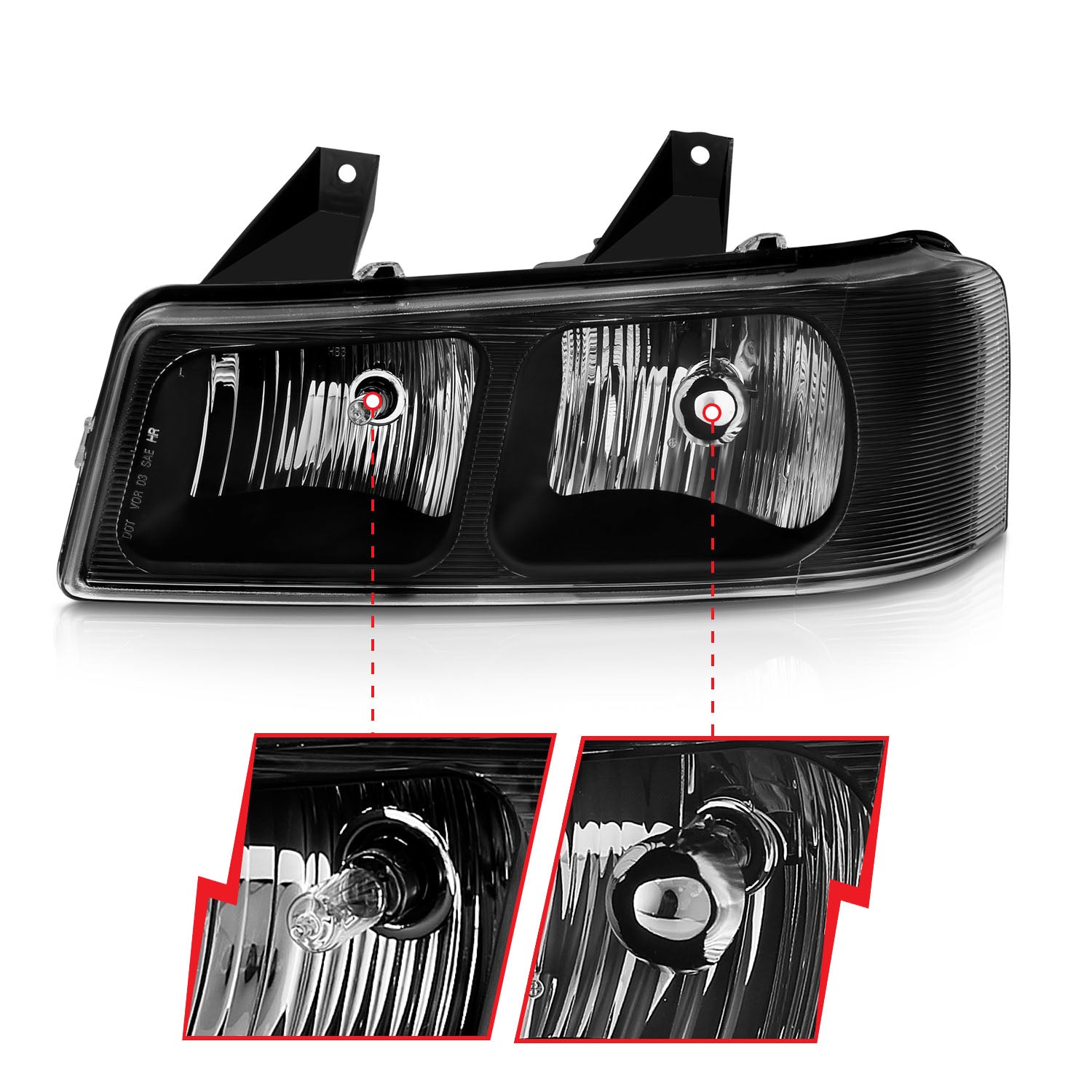 CHEVY EXPRESS/ GMC SAVANA 03-17 CRYSTAL HEADLIGHTS BLACK