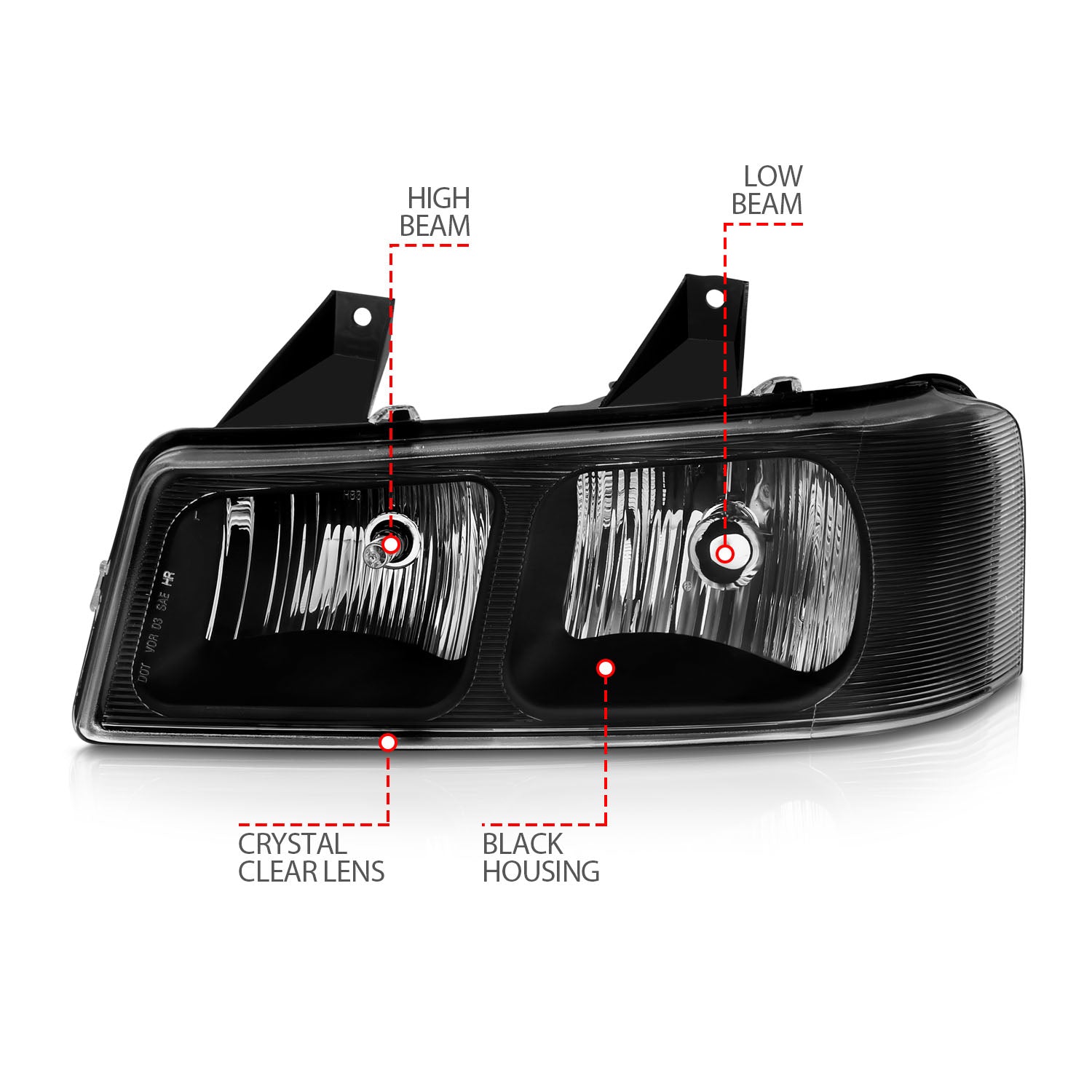 CHEVY EXPRESS/ GMC SAVANA 03-17 CRYSTAL HEADLIGHTS BLACK