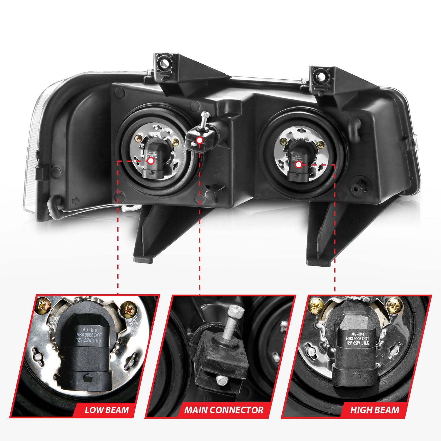 CHEVY EXPRESS/ GMC SAVANA 03-17 CRYSTAL HEADLIGHTS BLACK