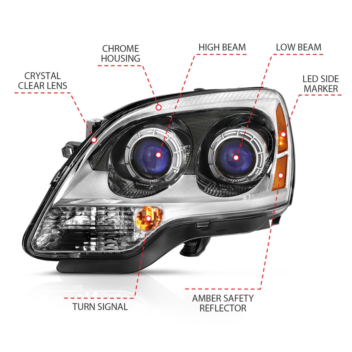 GMC ACADIA 07-12 PROJECTOR HEADLIGHT CHROME (OE REPLACEMENT)