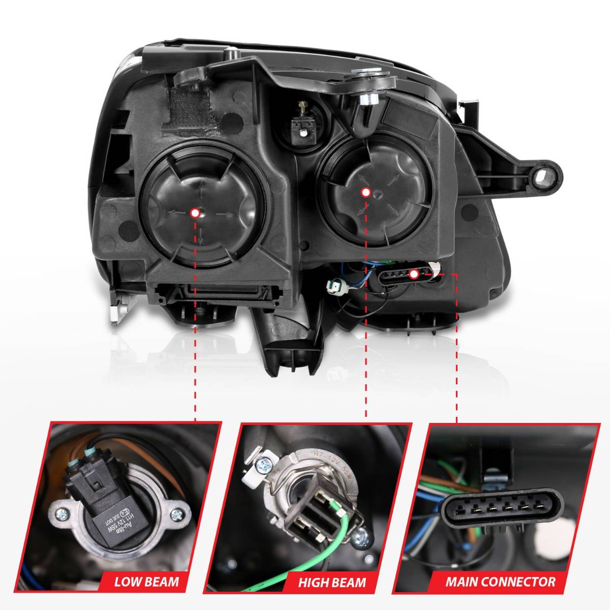 GMC ACADIA 07-12 PROJECTOR HEADLIGHT CHROME (OE REPLACEMENT)
