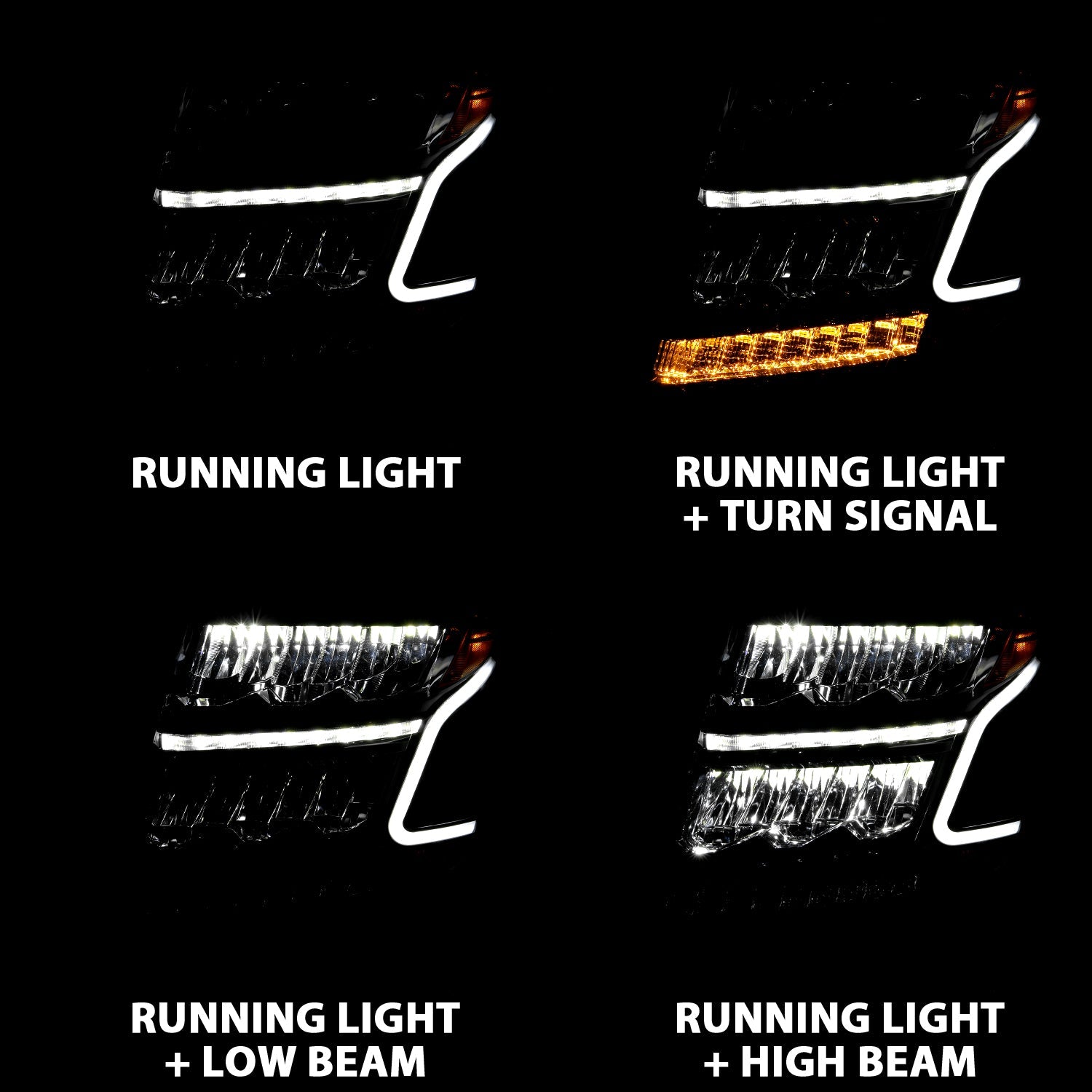 CHEVY TAHOE/SUBURBAN 15-20 LED CRYSTAL PLANK STYLE HEADLIGHTS BLACK W/ SEQUENTIAL SIGNAL