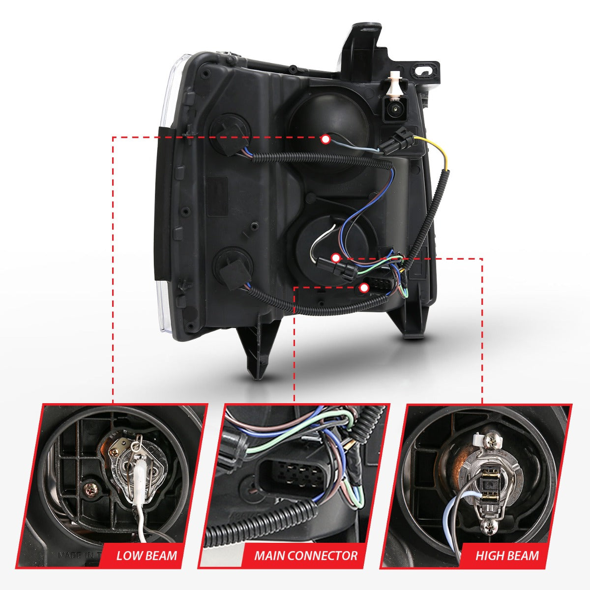 CHEVY SILVERADO 1500 07-13 / 2500HD/3500HD 07-14 PROJECTOR PLANK HEADLIGHTS CHROME