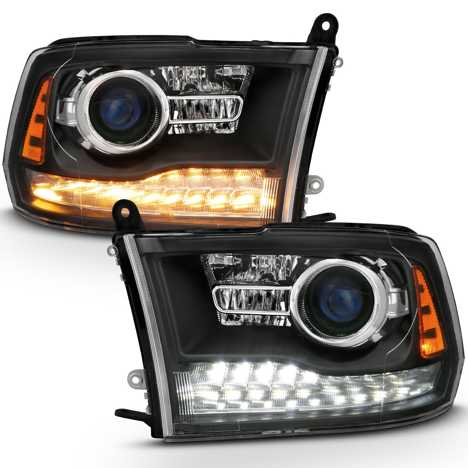 DODGE RAM 1500 09-18 /RAM 2500/3500 10-18 PROJECTOR PLANK STYLE SWITCHBACK HEADLIGHTS MATTE BLACK (OE STYLE) (FOR ALL MODELS)