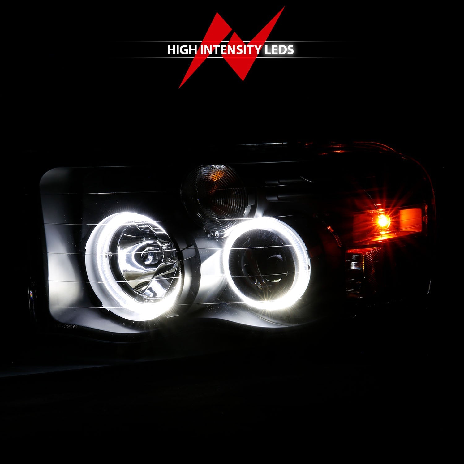 DODGE RAM 1500 02-05 RAM 2500/3500 03-05 PROJECTOR HALO HEADLIGHTS BLACK