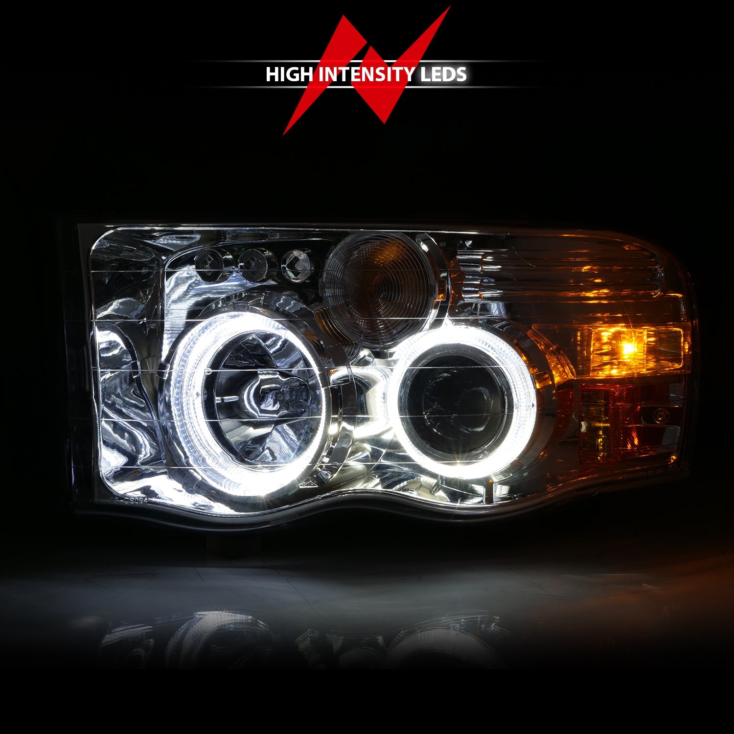 DODGE RAM 1500 02-05 RAM 2500/3500 03-05 PROJECTOR HALO HEADLIGHTS CHROME CLEAR