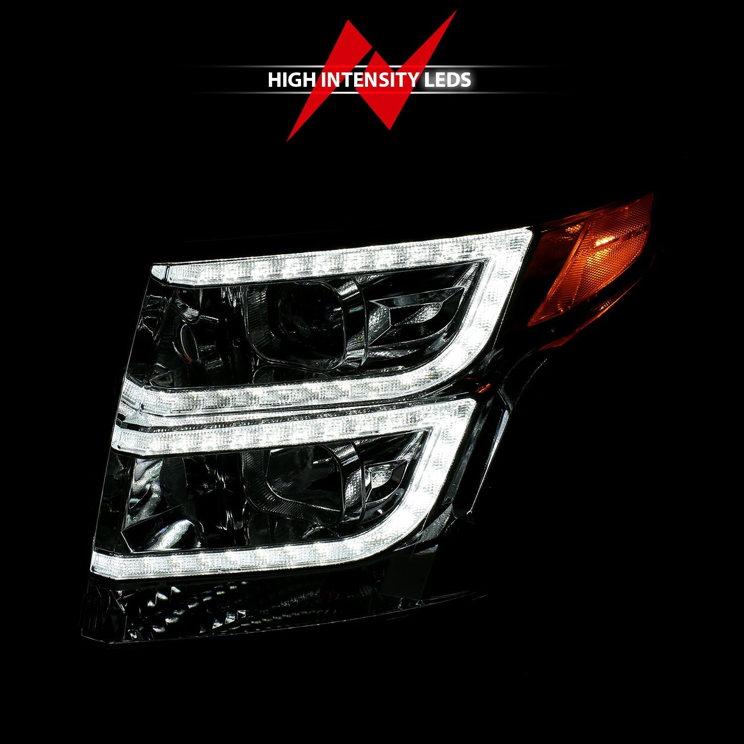 CHEVY TAHOE/SUBURBAN 15-20 PROJECTOR C BAR HEADLIGHTS CHROME W/ DRL