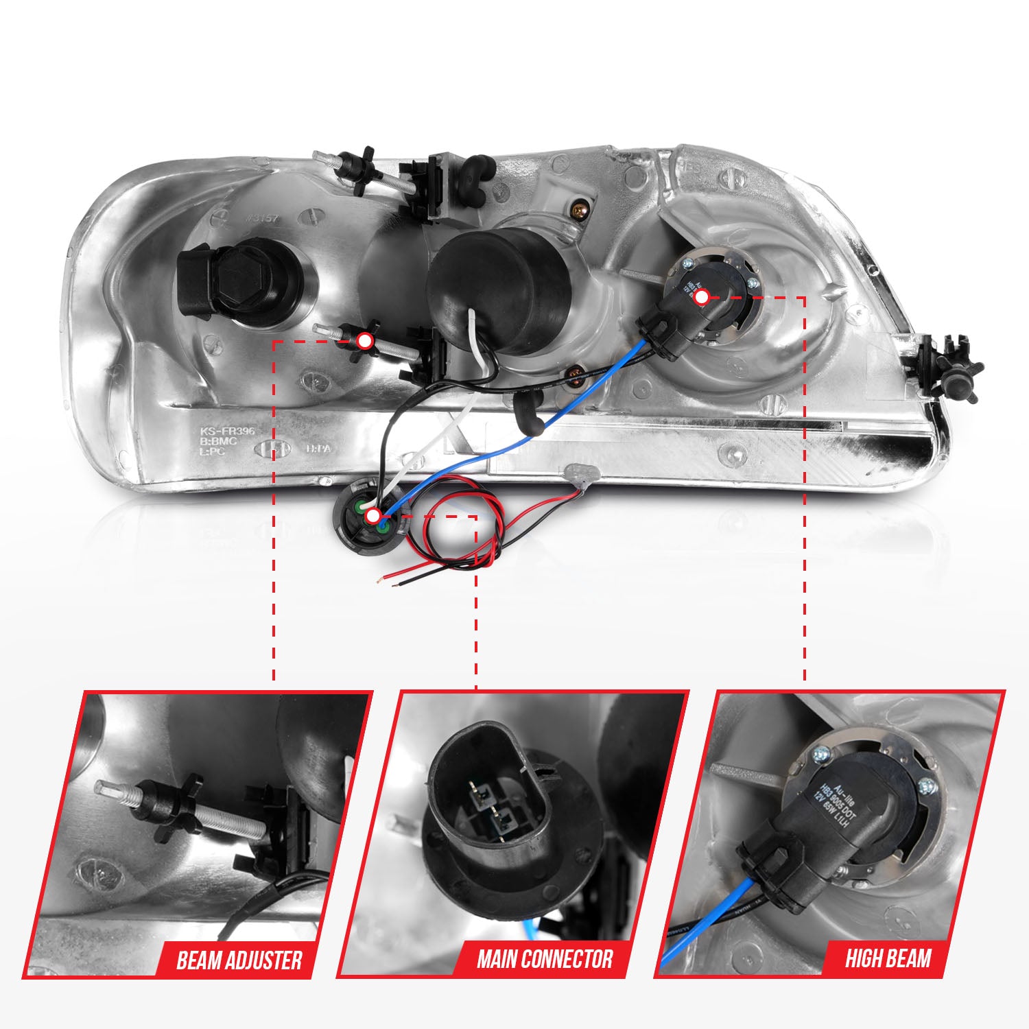 FORD F-150 97-03 / EXPEDITION 97-02 PROJECTOR C BAR HEADLIGHTS BLACK