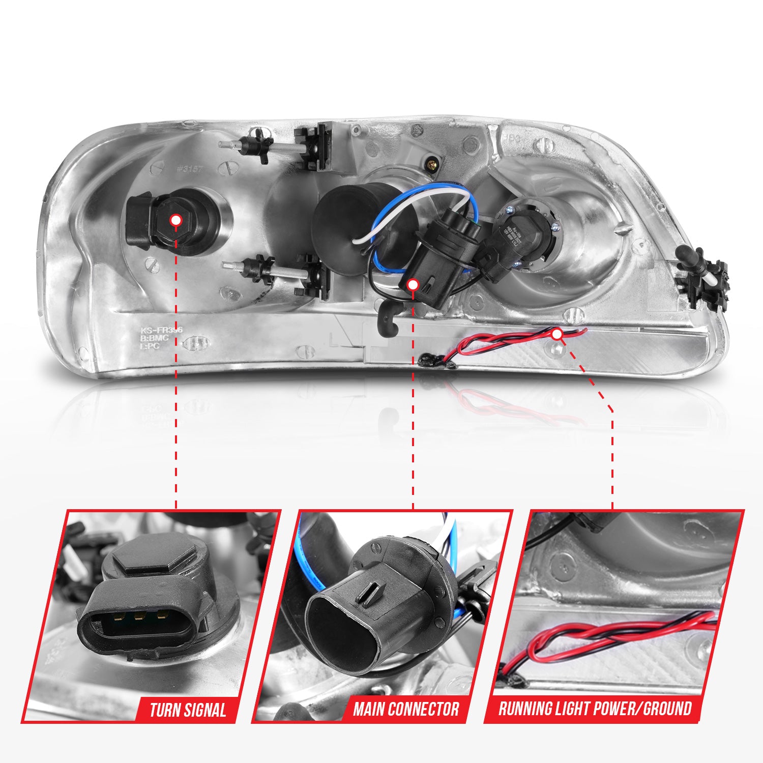 FORD F-150 97-03 / EXPEDITION 97-02 PROJECTOR C BAR HEADLIGHTS CHROME