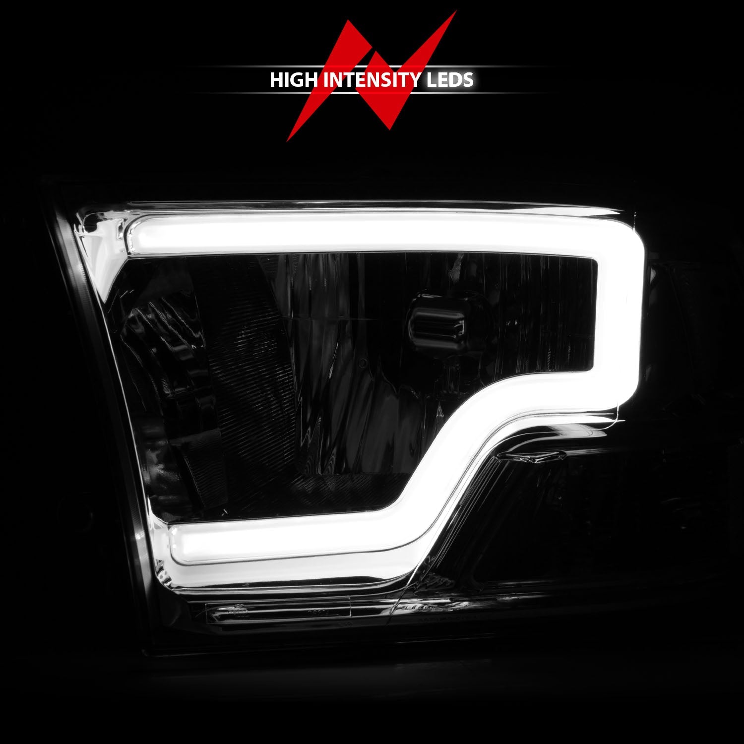DODGE RAM 1500 09-18 / RAM 2500/3500 10-18 CRYSTAL C BAR HEADLIGHTS CHROME (FOR DUAL LIGHT MODELS)