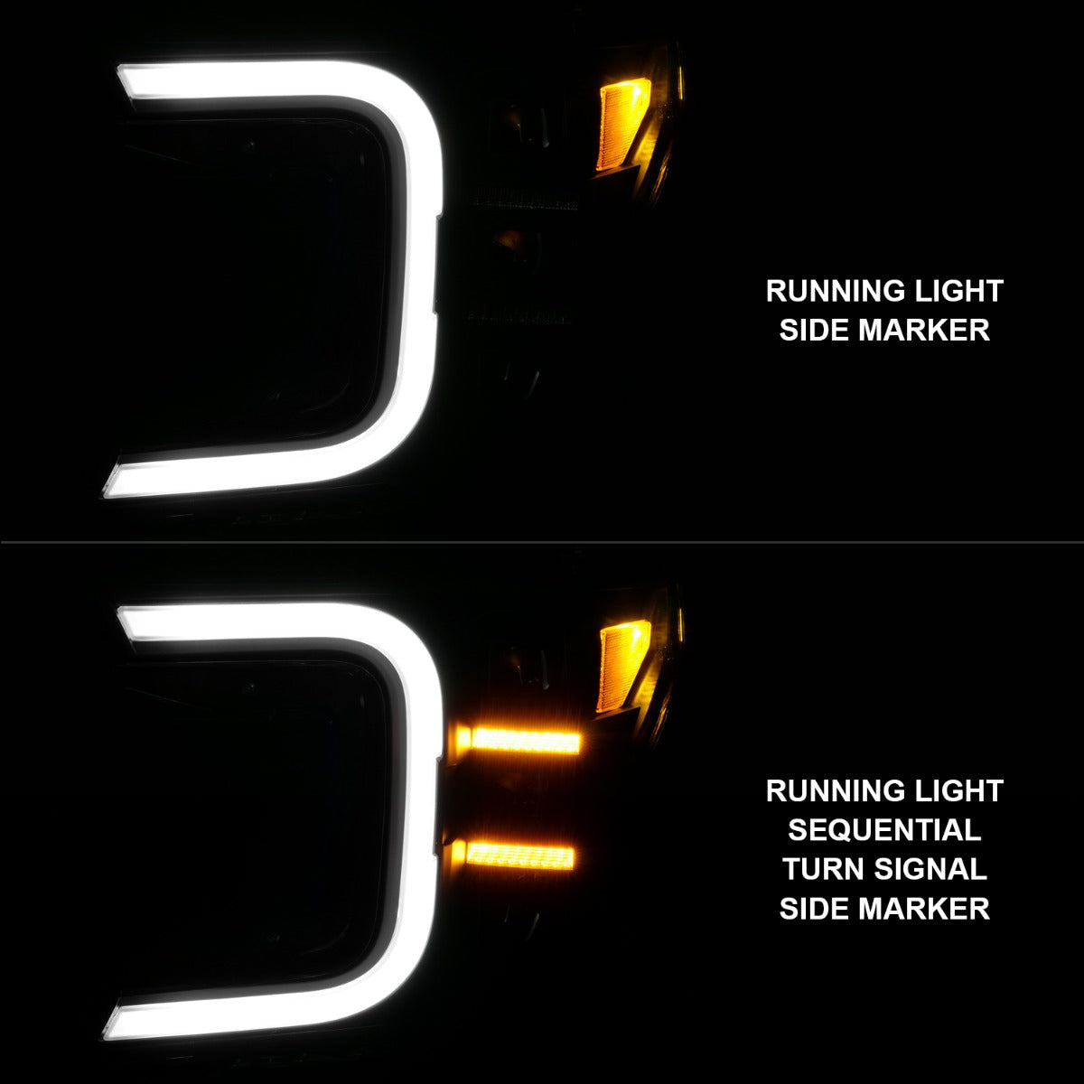 FORD F-150 18-20 FULL LED C-BAR PROJECTOR HEADLIGHTS CHROME W/ SEQUENTIAL SIGNAL (FACTORY HALOGEN MODEL)