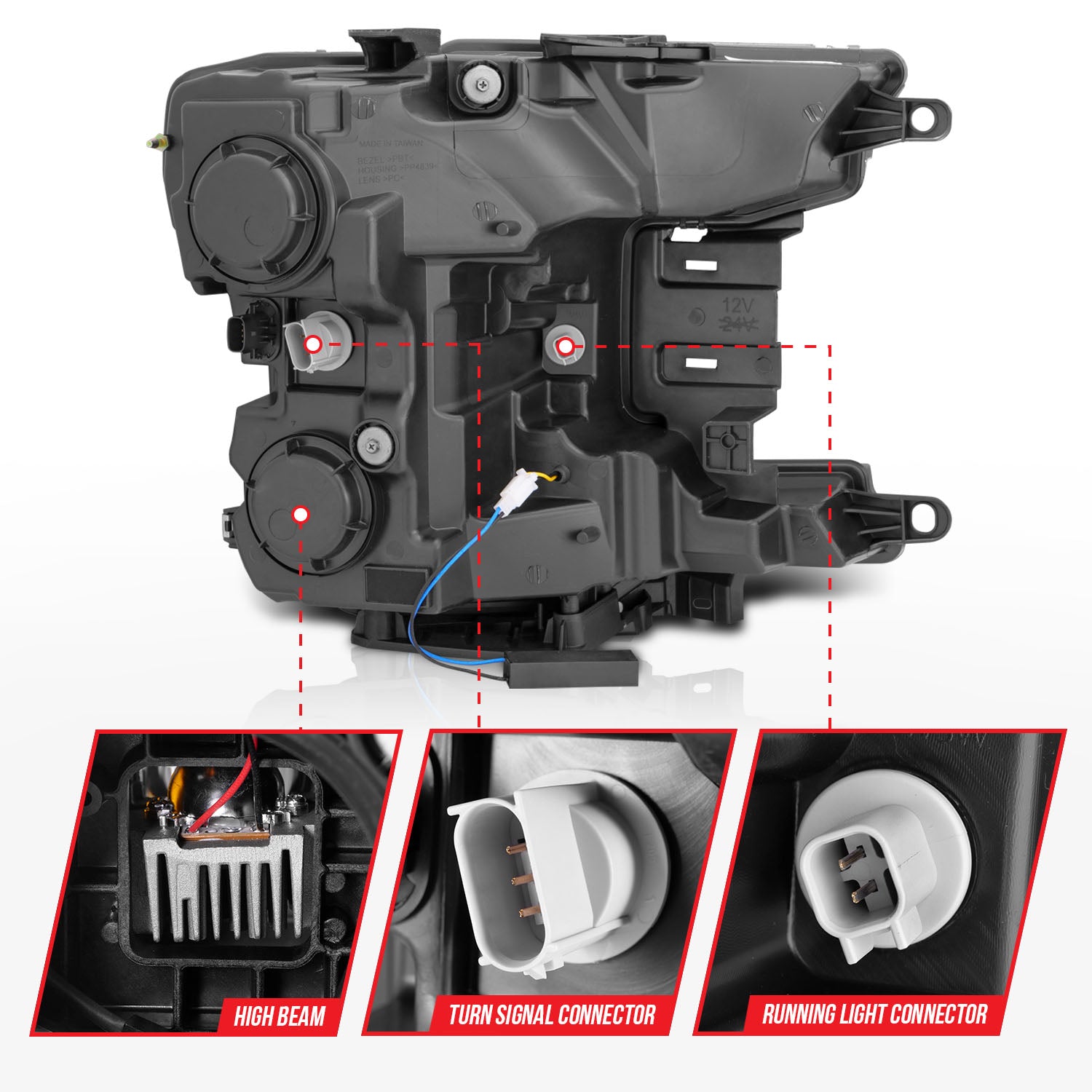 FORD F-150 18-20 FULL LED C-BAR PROJECTOR HEADLIGHTS CHROME W/ SEQUENTIAL SIGNAL (FACTORY HALOGEN MODEL)