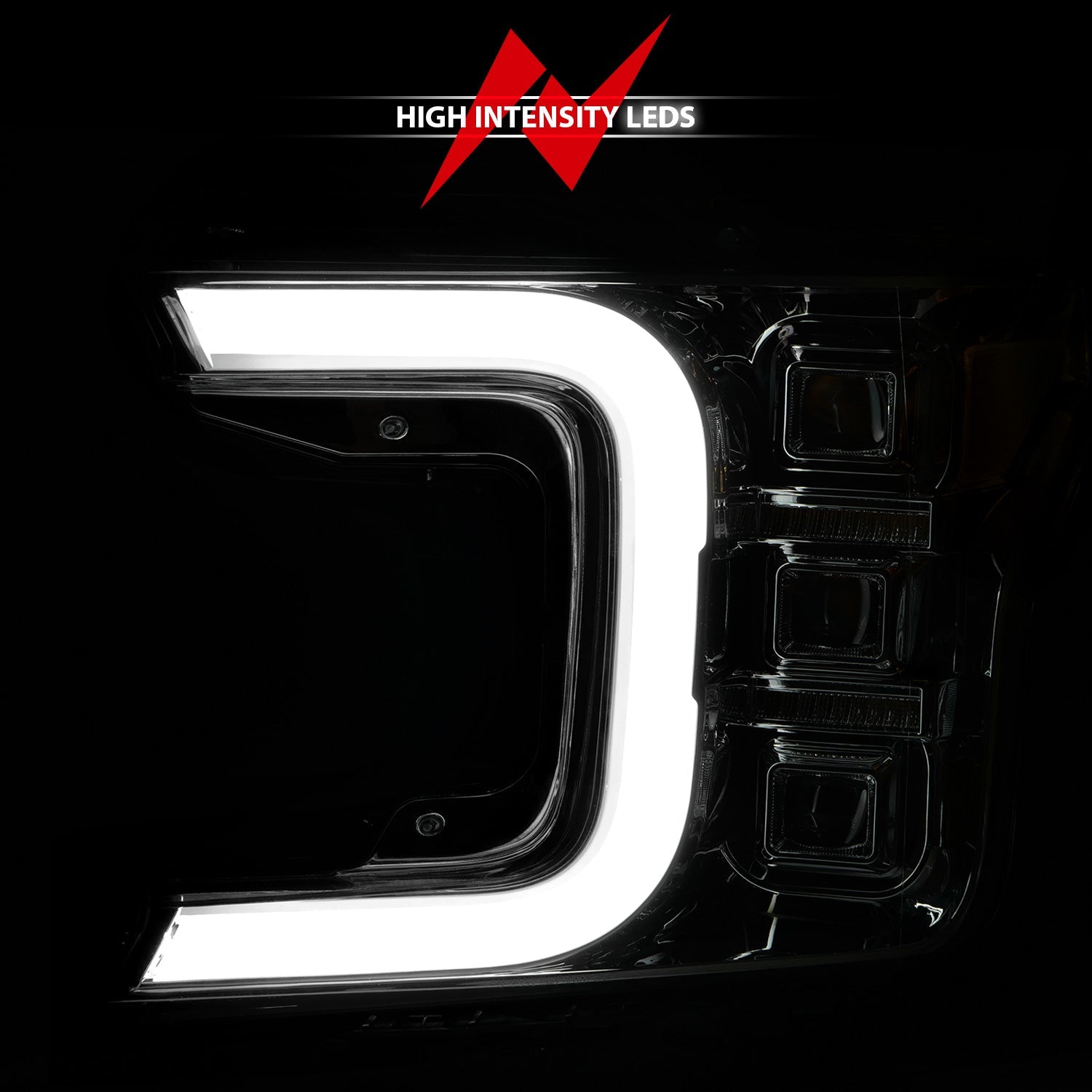 FORD F-150 18-20 FULL LED C-BAR PROJECTOR HEADLIGHTS CHROME W/ SEQUENTIAL SIGNAL (FACTORY HALOGEN MODEL)