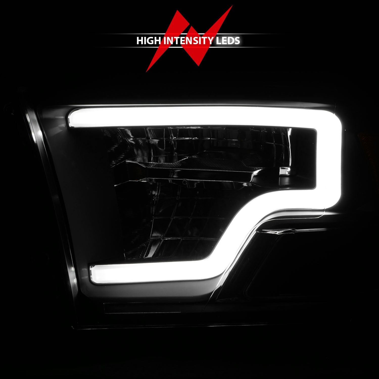 DODGE RAM 1500 09-18 / RAM 2500/3500 10-18 FULL LED CRYSTAL C BAR HEADLIGHTS BLACK (FOR NON-PROJECTOR MODELS)