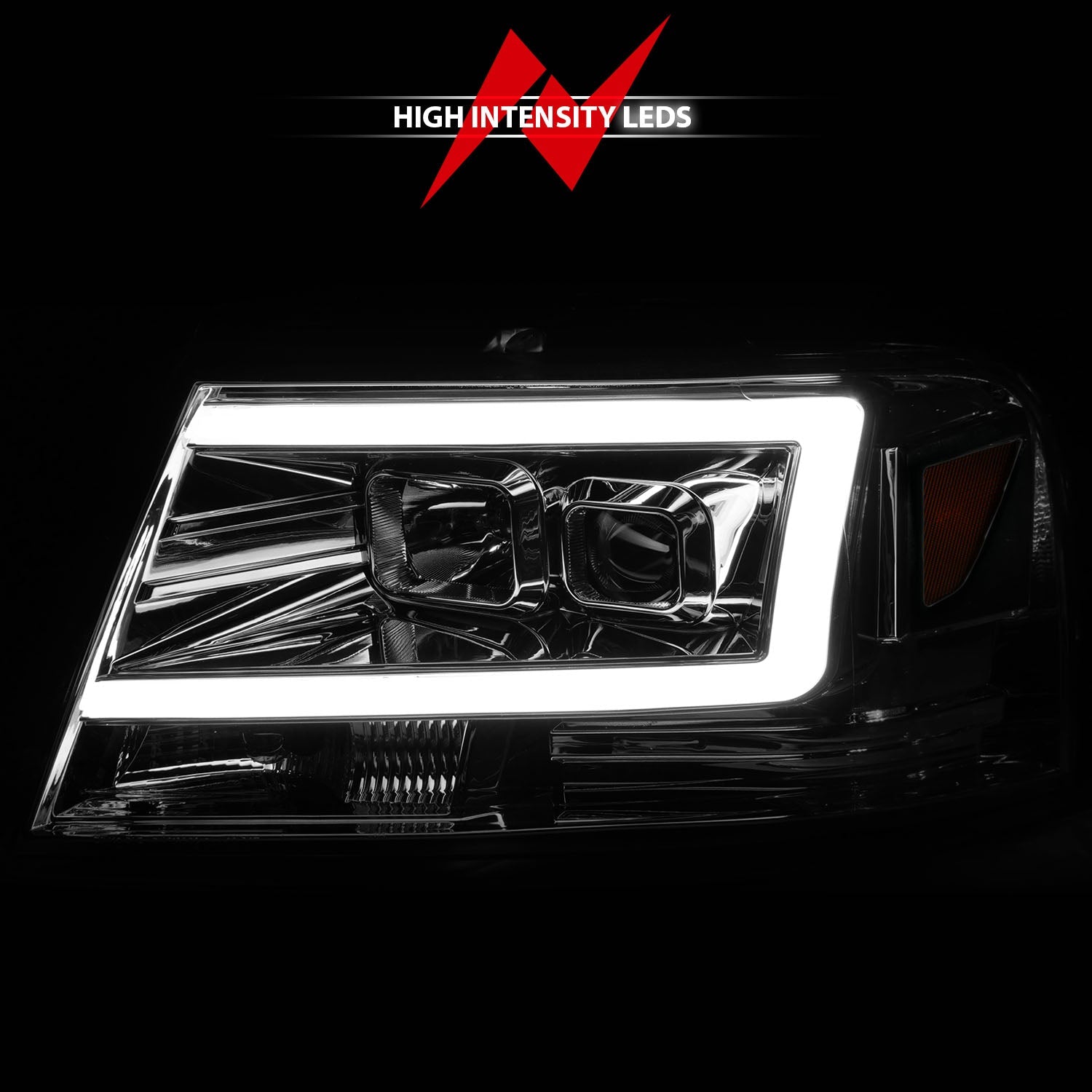 FORD F150 04-08 LINCOLN MARK LT 06-08 PROJECTOR C BAR HEADLIGHTS CHROME