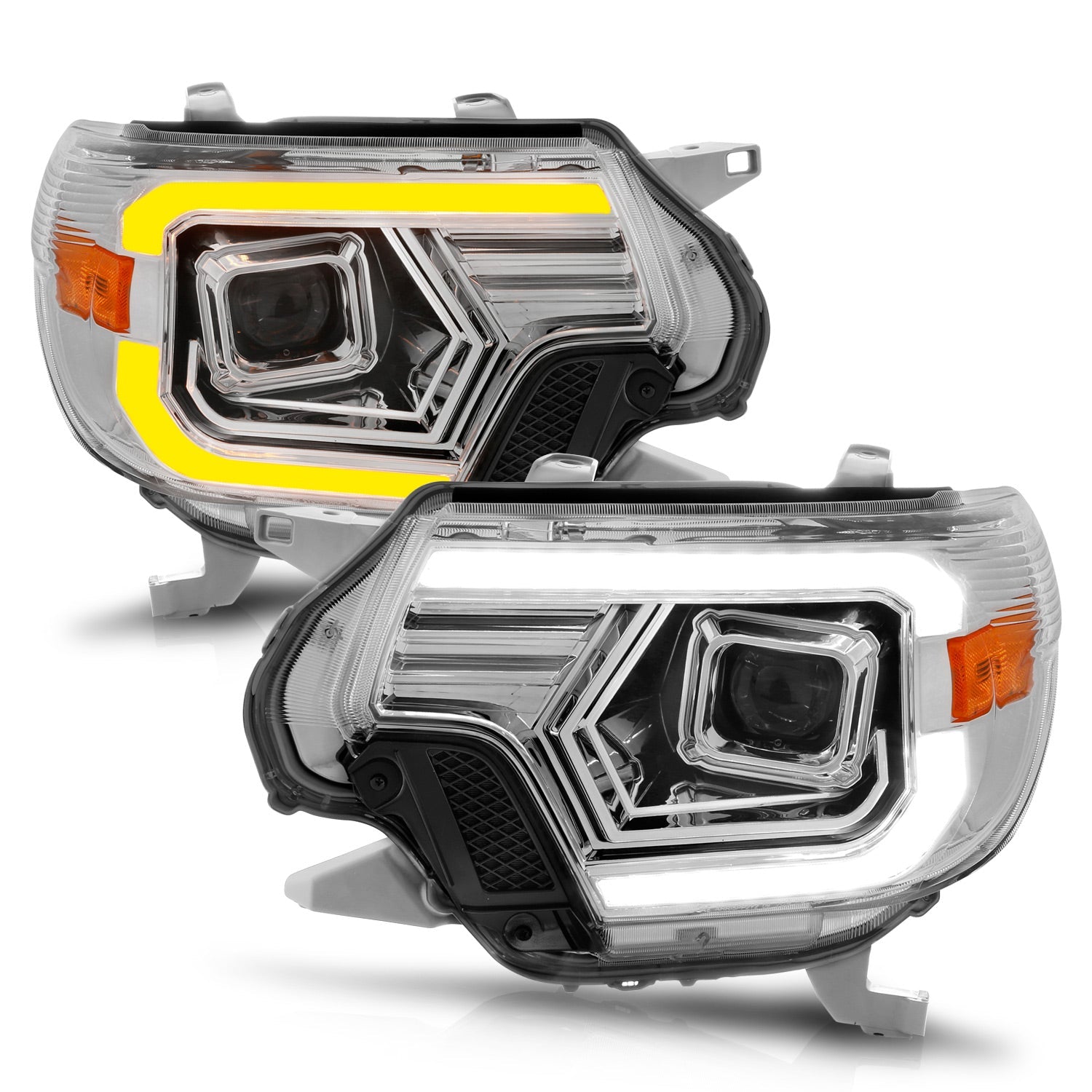 TOYOTA TACOMA 12-15 PROJECTOR LED PLANK STYLE SWITCHBACK HEADLIGHTS CHROME