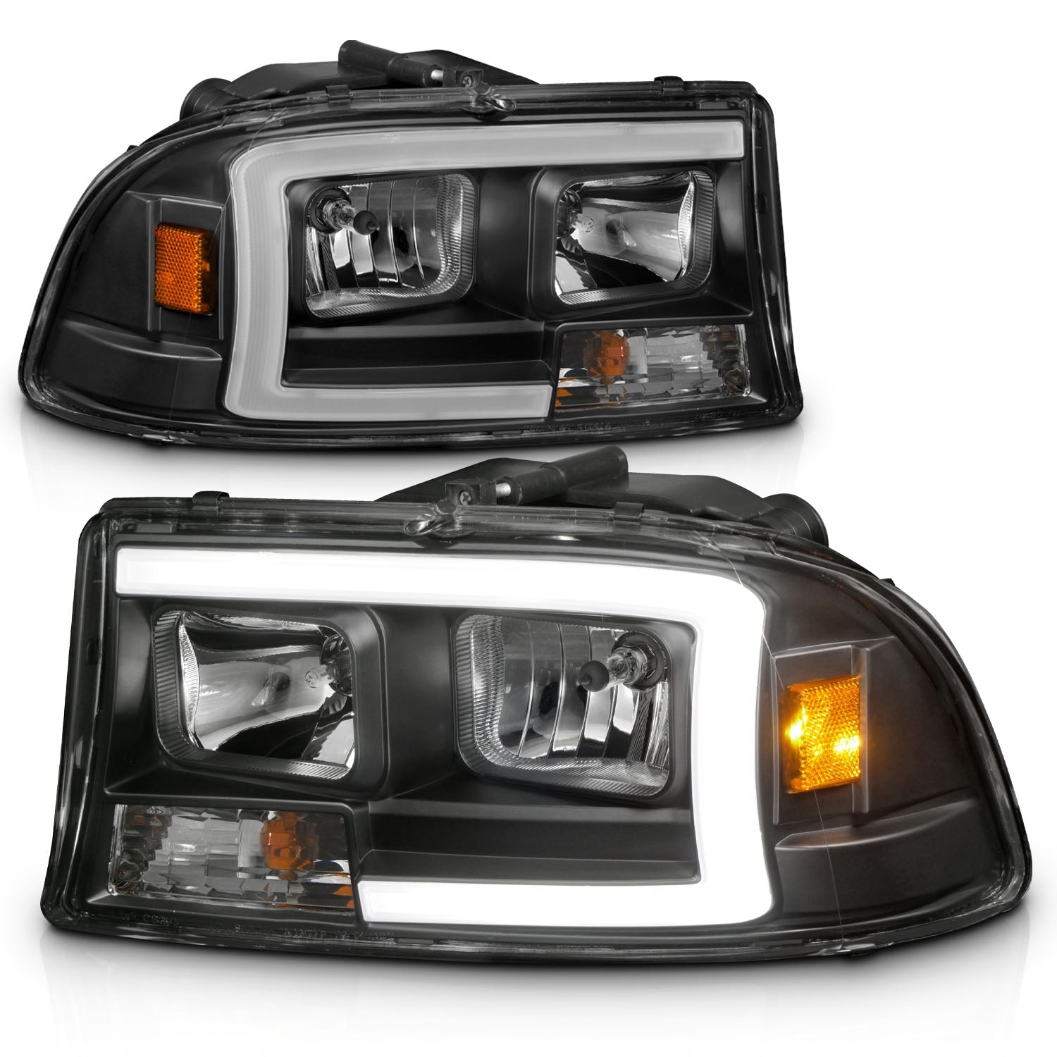 DODGE DAKOTA 97-04 / DURANGO 98-03 CRYSTAL PLANK STYLE HEADLIGHTS BLACK