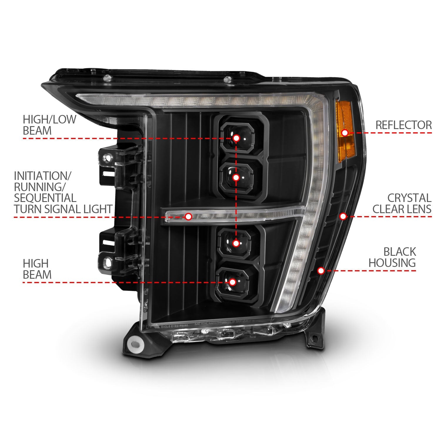 FORD F-150 21-23 Z-SERIES FULL LED PLANK PROJECTOR HEADLIGHTS BLACK W/ DRL SWITCH & INITIATION FEATURE (FACTORY HALOGEN MODEL ONLY)