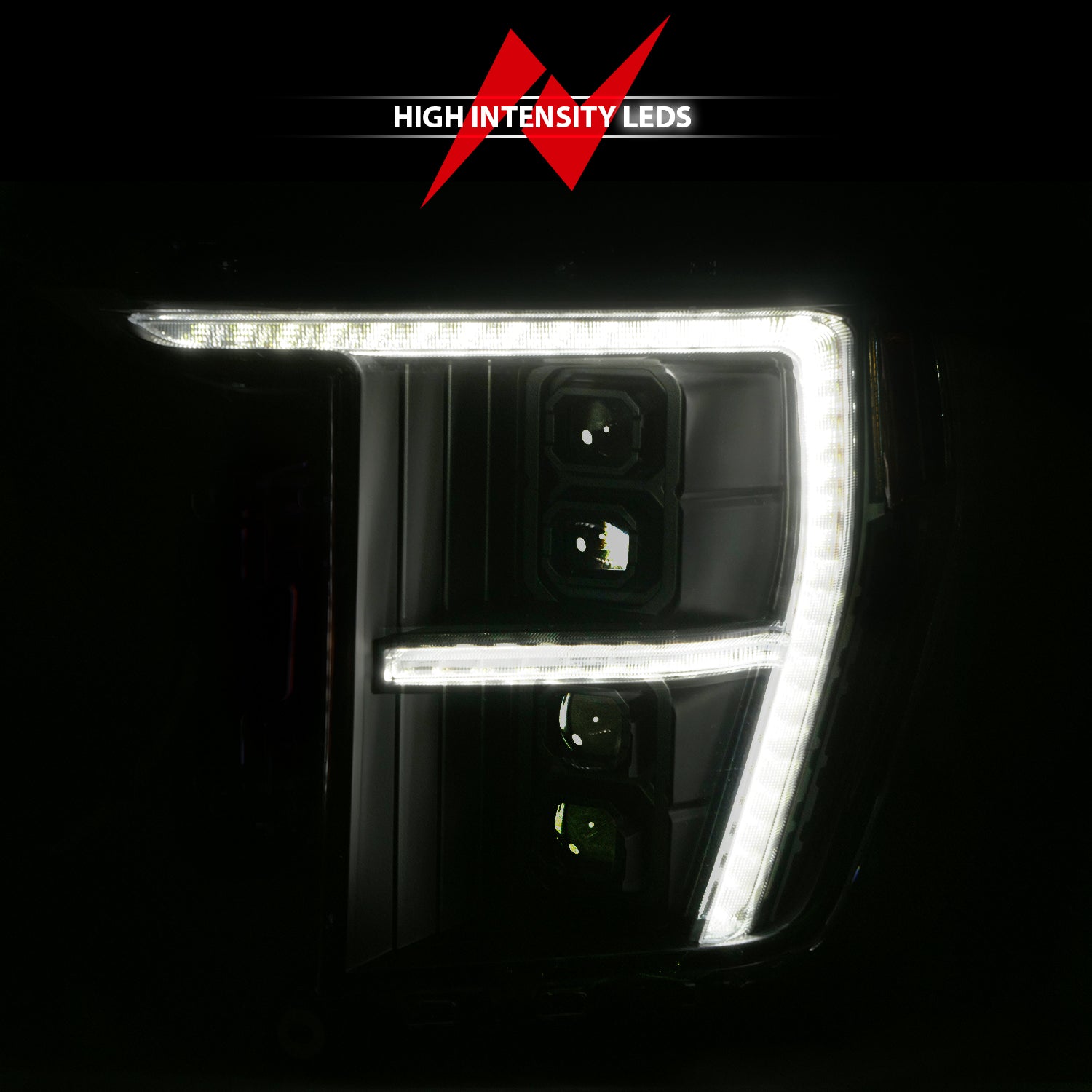 FORD F-150 21-23 Z-SERIES FULL LED PLANK PROJECTOR HEADLIGHTS BLACK W/ DRL SWITCH & INITIATION FEATURE (FACTORY HALOGEN MODEL ONLY)