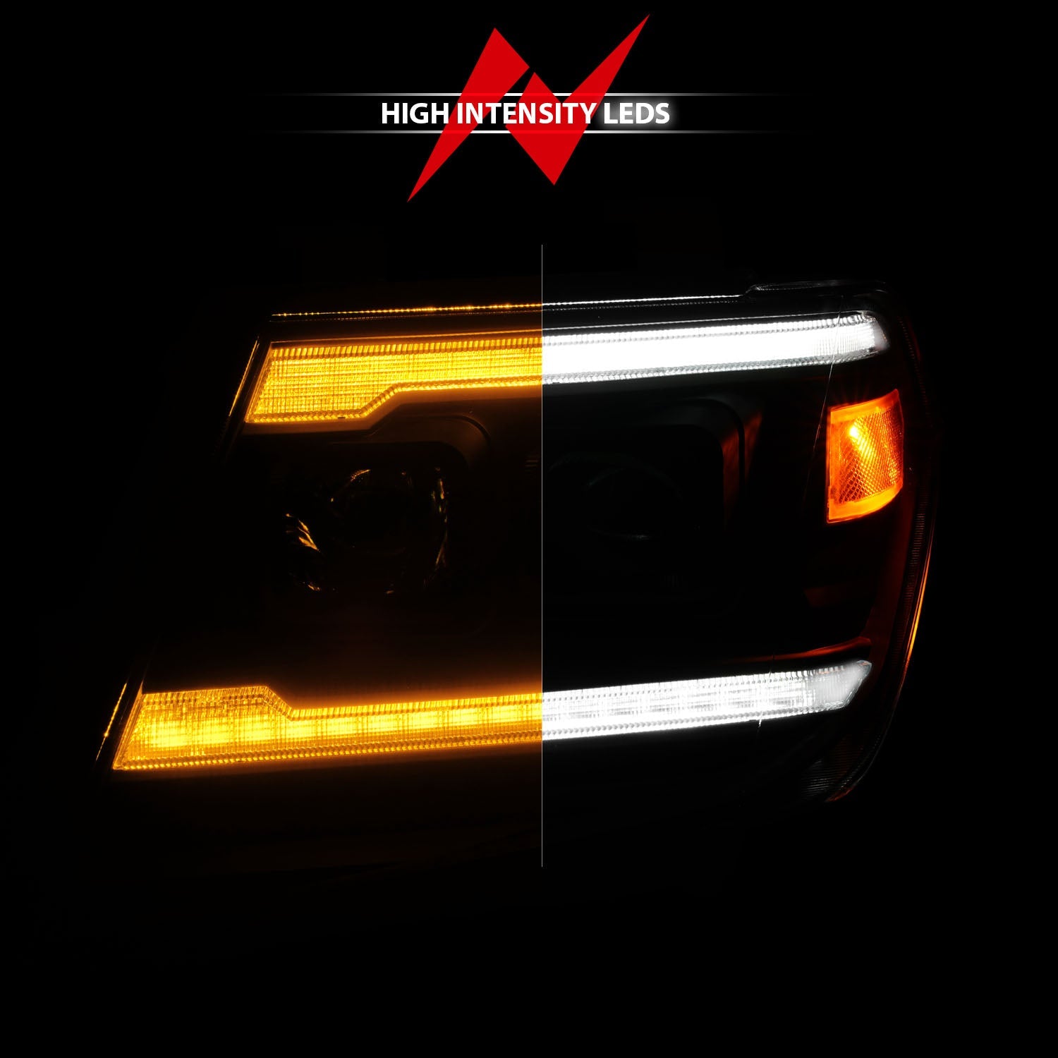 NISSAN FRONTIER 09-21 PROJECTOR PLANK STYLE HEADLIGHTS BLACK W/ DRL & SEQUENTIAL SIGNAL