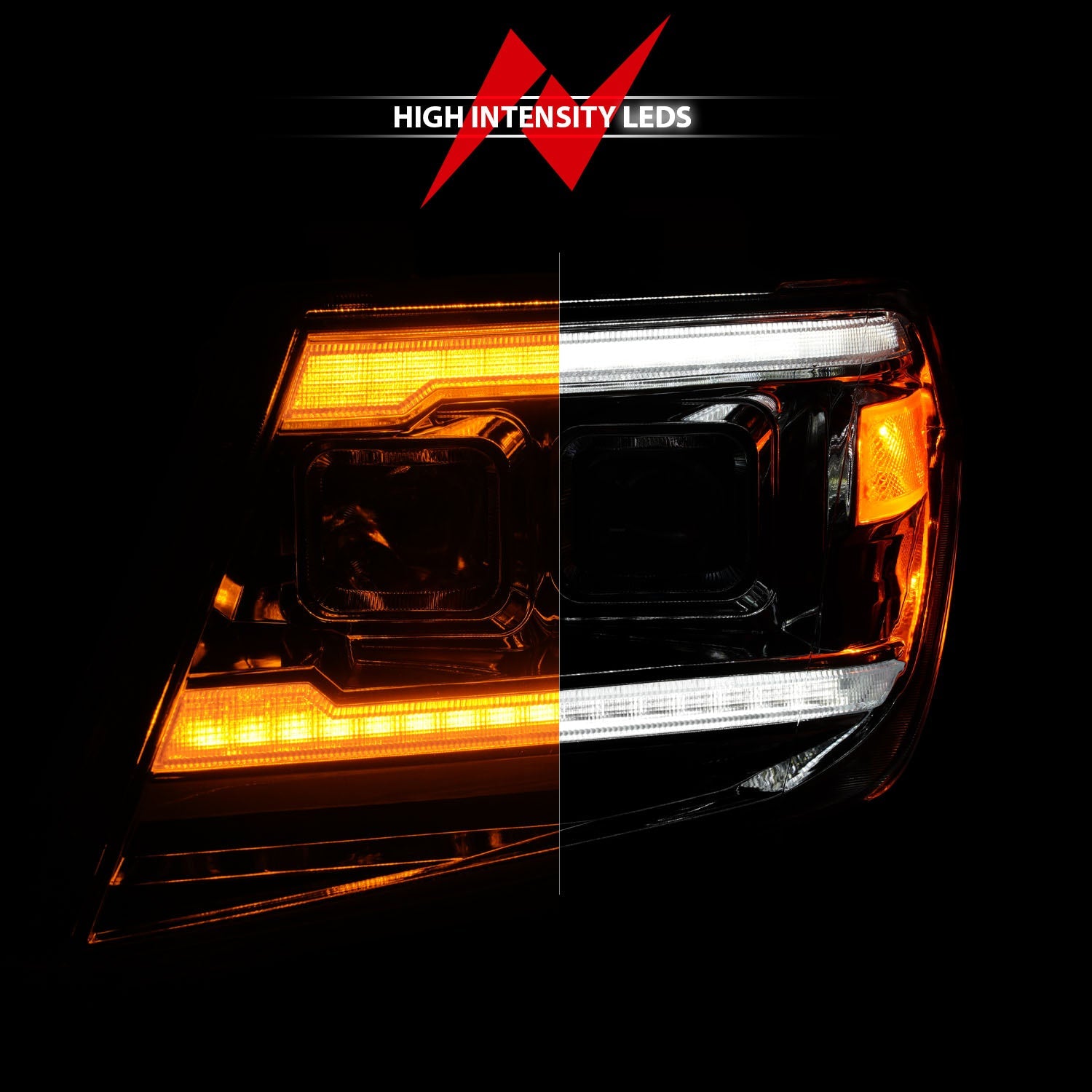 NISSAN FRONTIER 09-21 PROJECTOR PLANK STYLE HEADLIGHTS CHROME W/ DRL & SEQUENTIAL SIGNAL