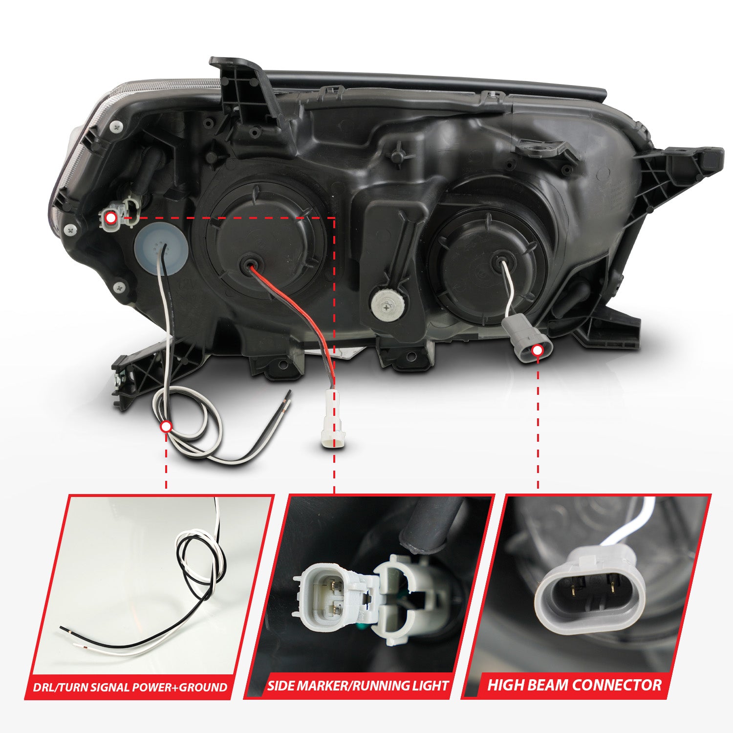 TOYOTA 4RUNNER 10-13 PROJECTOR PLANK STYLE HEADLIGHTS BLACK W/ SEQUENTIAL SIGNAL & DRL